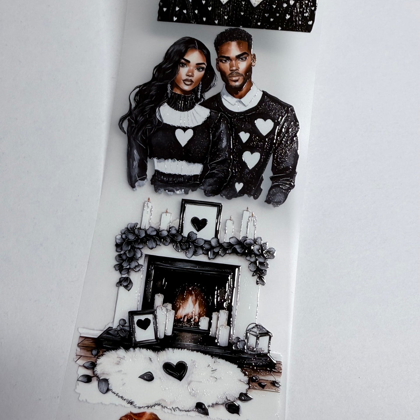 PET 3D raised black and cottagecore romance tape,one roll fashion, junk journal, scrapbooking,bullet journal, card making.