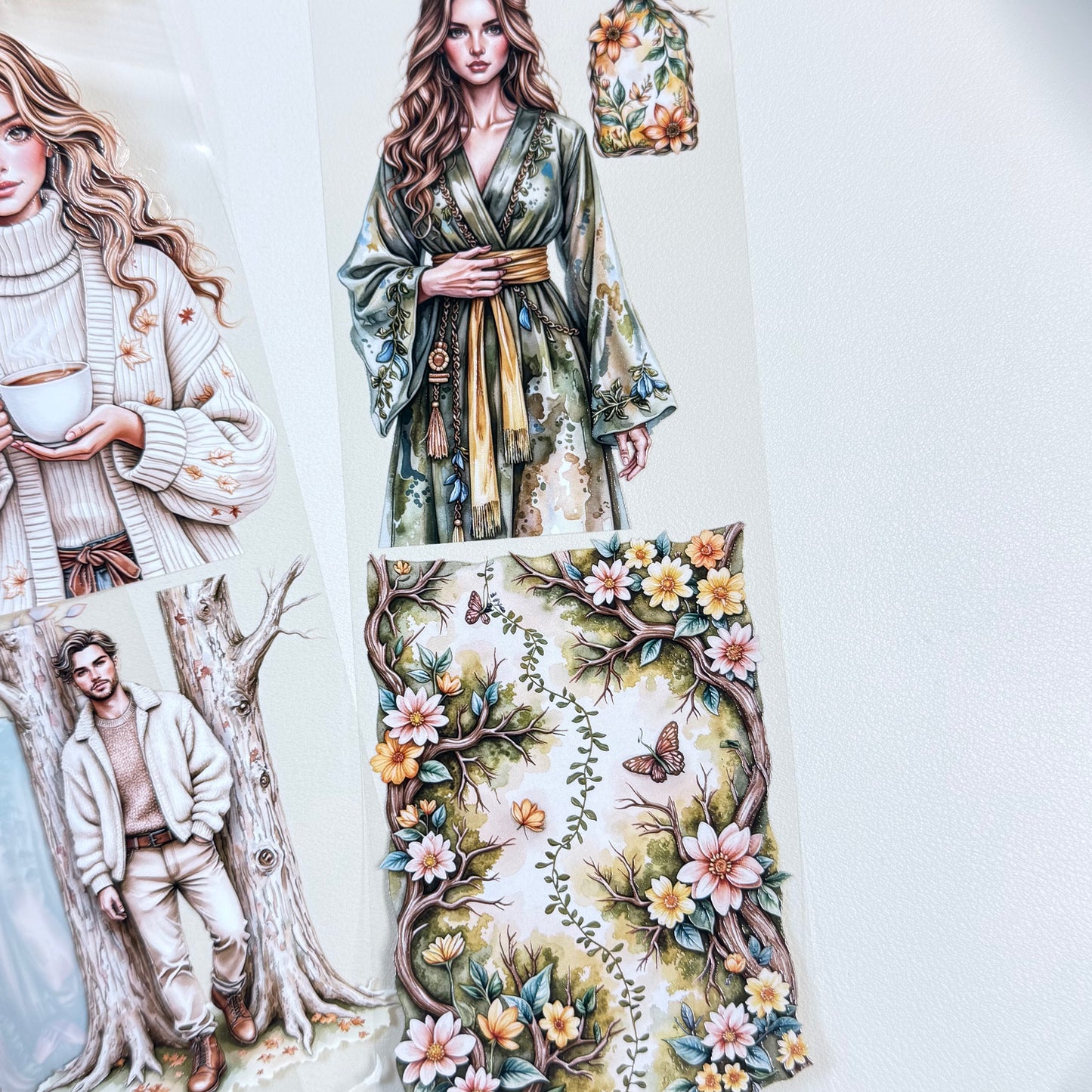 PET 3D raised Golden Mists and Cinnamon Fall Wind tape,one roll fashion, junk journal, scrapbooking,bullet journal, card making.