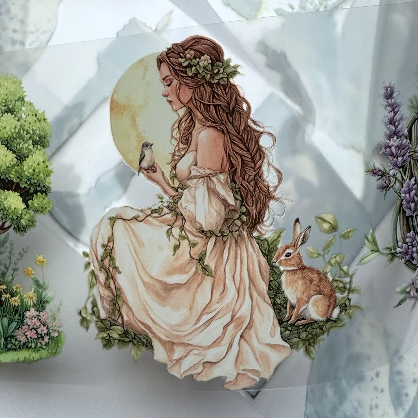PET 3D raised Haunted forest and Ostara Spring Equinox tape,one roll fashion, junk journal, scrapbooking,bullet journal, card making.