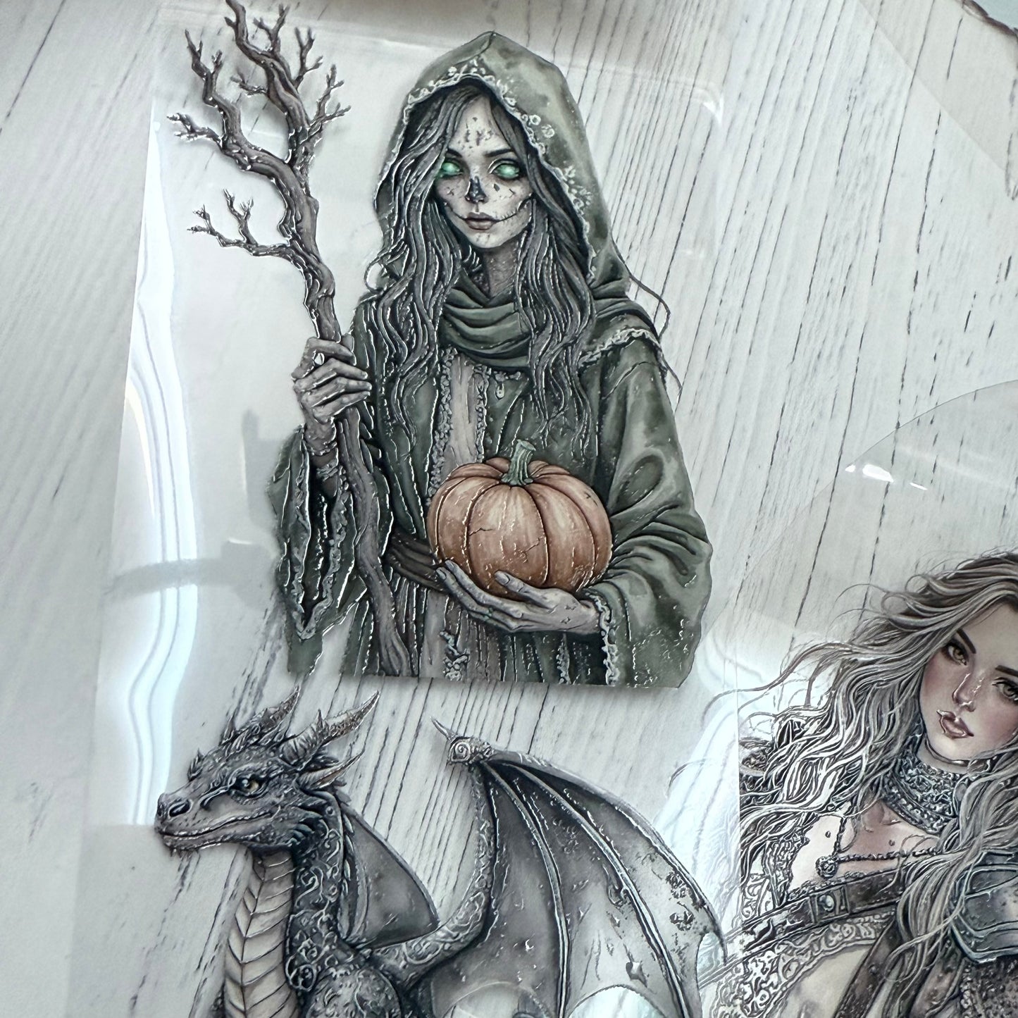 PET 3D raised Apothecary Essence and Grey Dragon Witch tape,one roll fashion, junk journal, scrapbooking,bullet journal, card making.