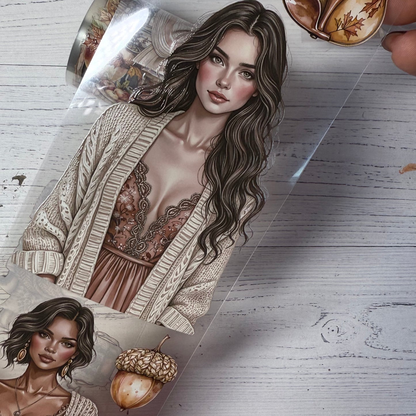 PET 3D raised Russet veil and Harvest moon tape,one roll fashion, junk journal, scrapbooking,bullet journal, card making.