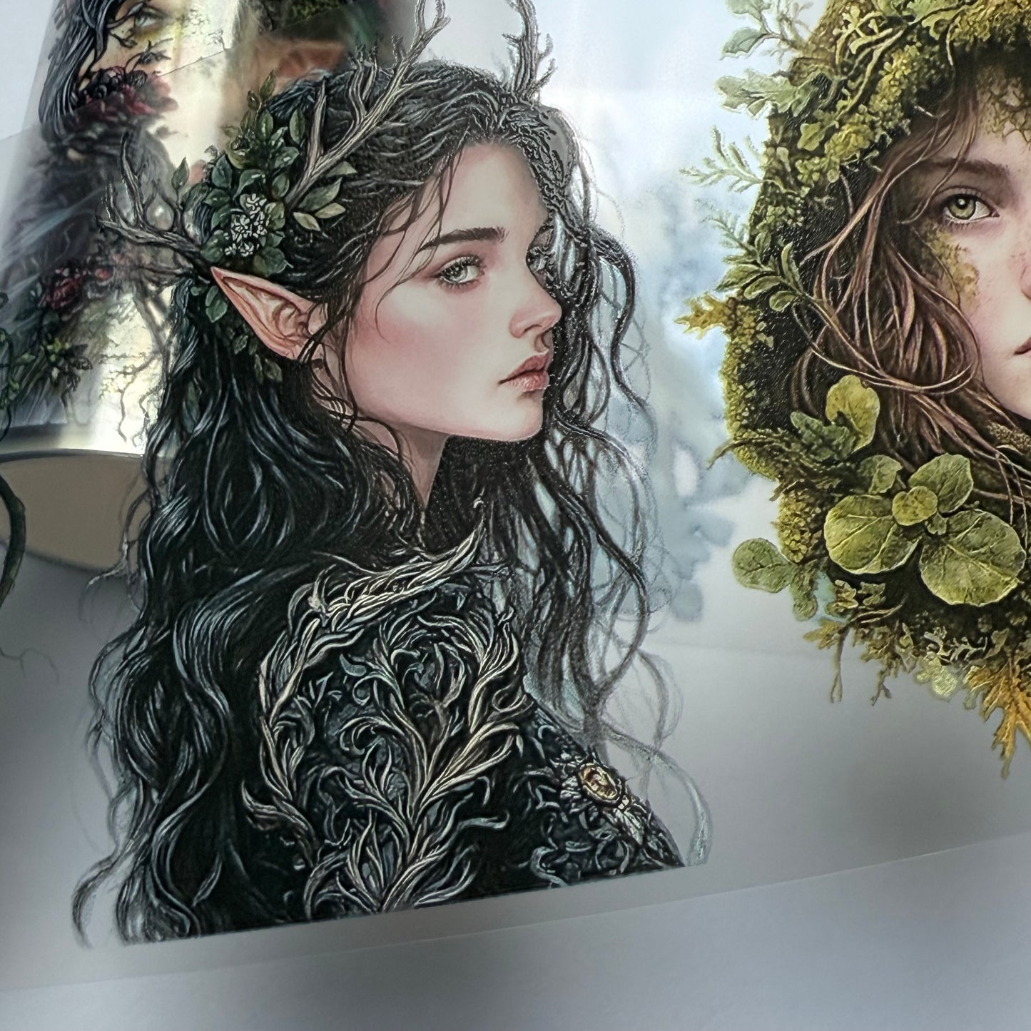 PET 3D raised Dark woodland fae and Mystic Spring Garden tape,one roll fashion, junk journal, scrapbooking,bullet journal, card making.