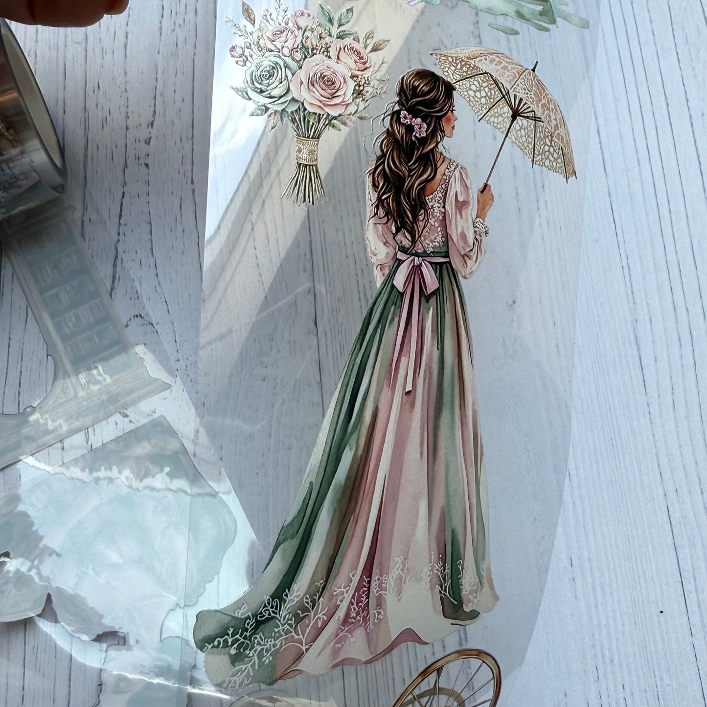 PET 3D raised Vintage romance and Bohemian World tape,one roll fashion, junk journal, scrapbooking,bullet journal, card making.