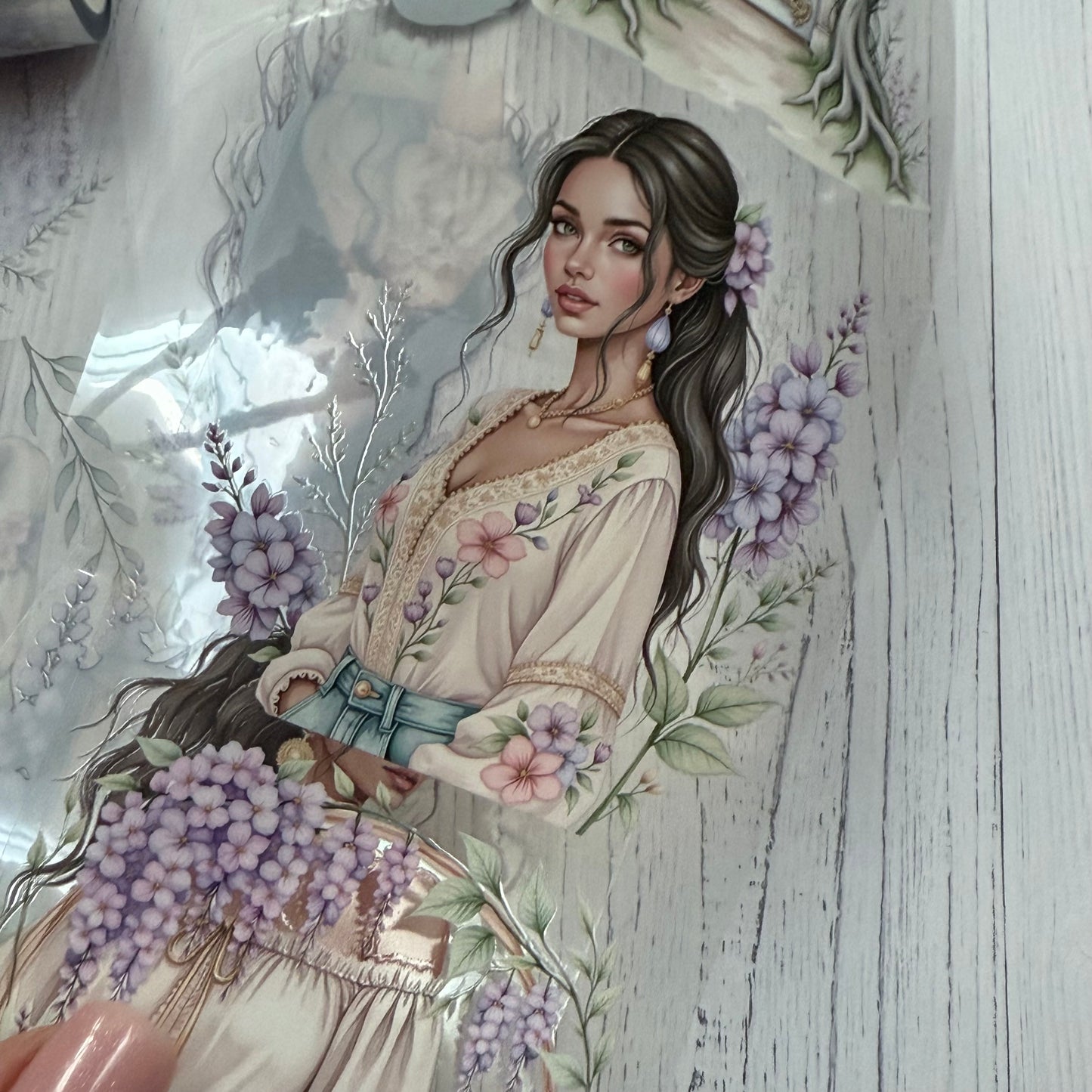 PET 3D raised Wisteria Garden and Black Witch tape,one roll fashion, junk journal, scrapbooking,bullet journal, card making.