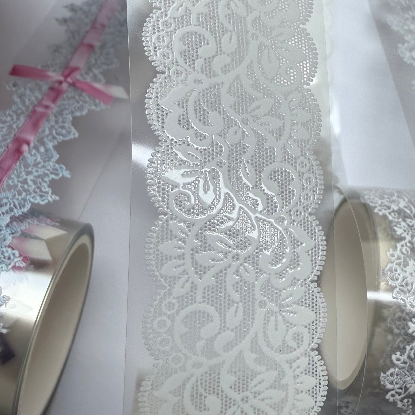 PET 3D raised lace set of 4 rolls tape,one roll fashion, junk journal, scrapbooking,bullet journal, card making.