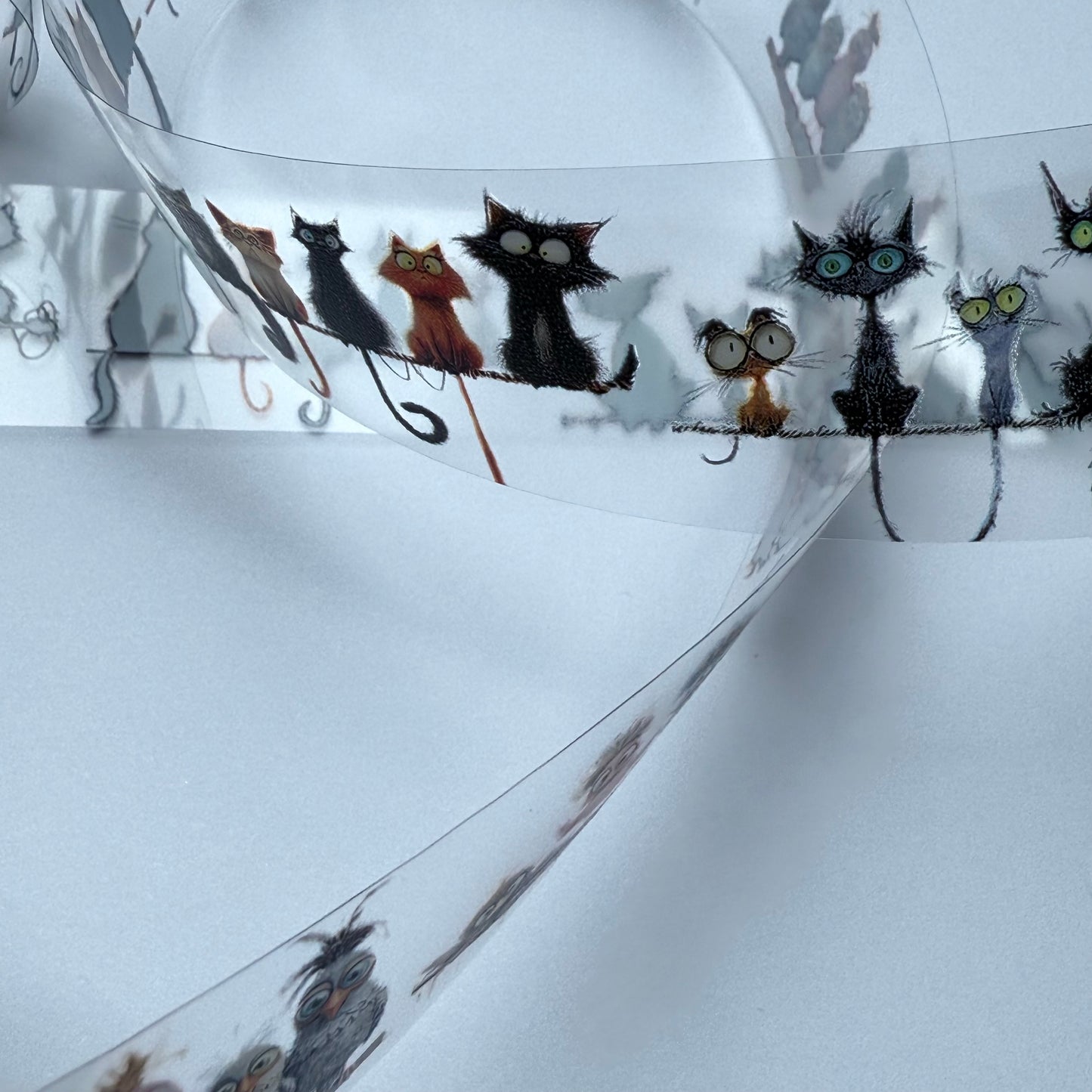 PET 3D raised Birds and cats tape,one roll fashion, junk journal, scrapbooking,bullet journal, card making.