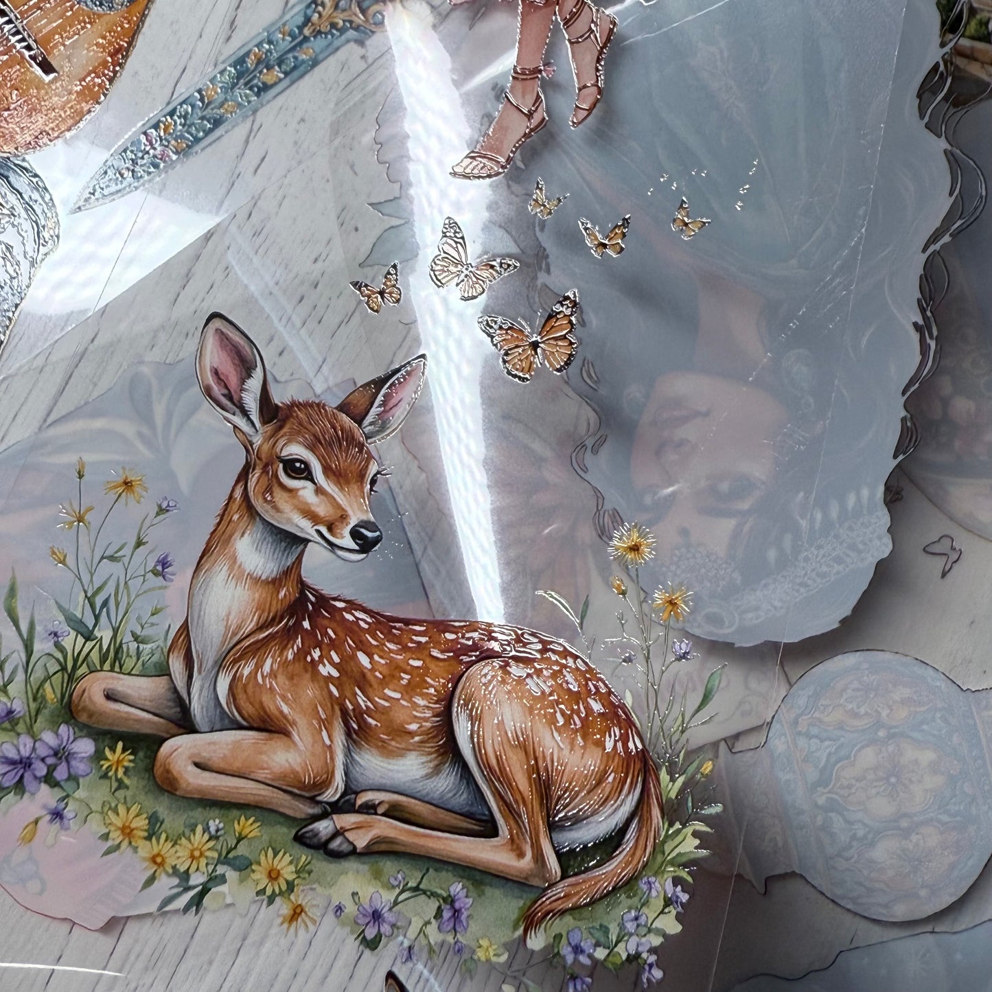 PET 3D raised Garden of butterflies and Andalusian night tape,one roll fashion, junk journal, scrapbooking,bullet journal, card making.
