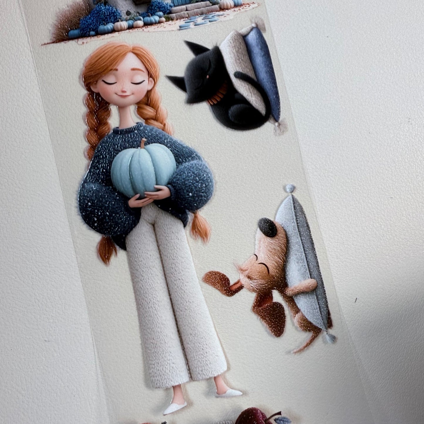 PET 3D raised Whimsical Cottage and Autumn Joys tape,one roll fashion, junk journal, scrapbooking,bullet journal, card making.