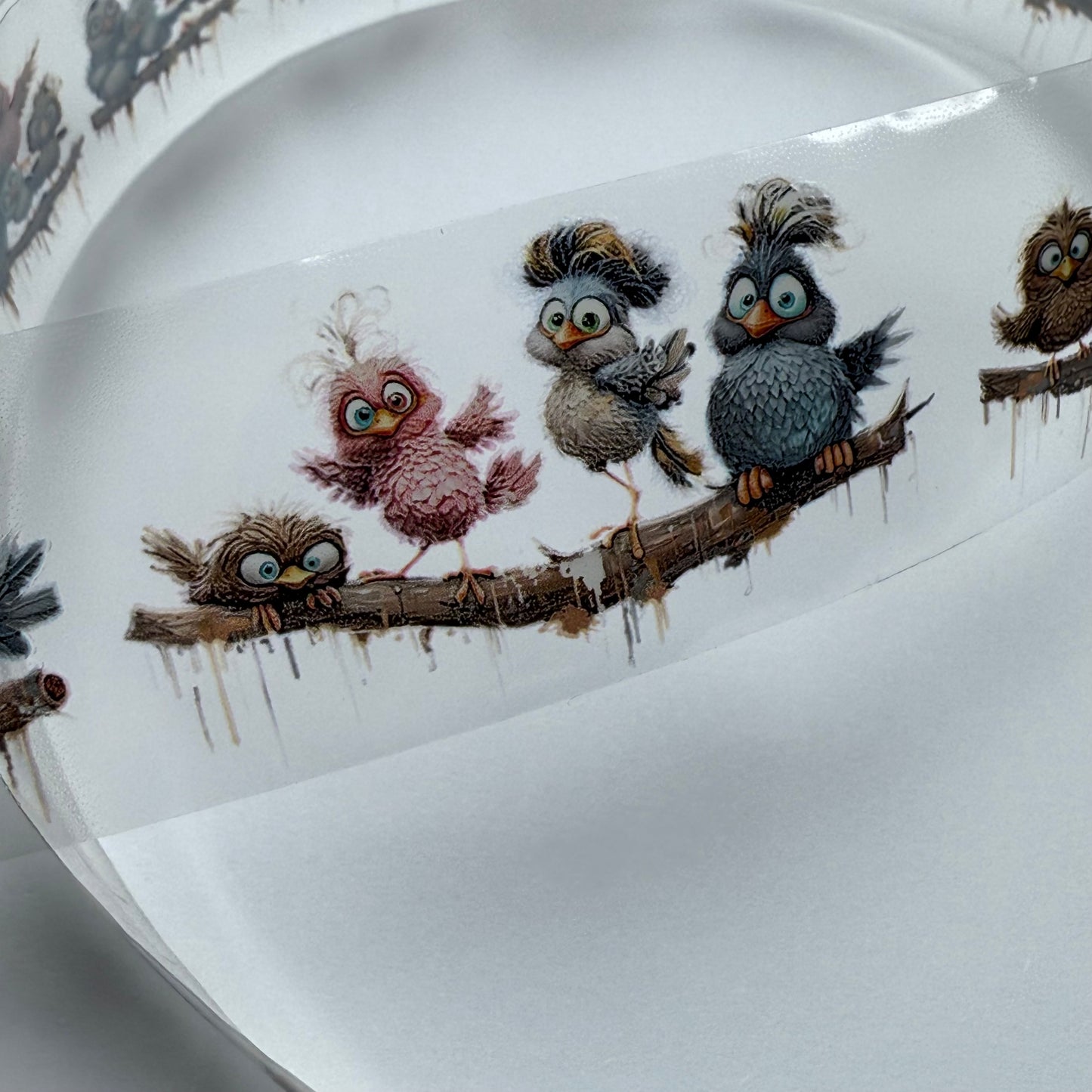 PET 3D raised Birds and cats tape,one roll fashion, junk journal, scrapbooking,bullet journal, card making.