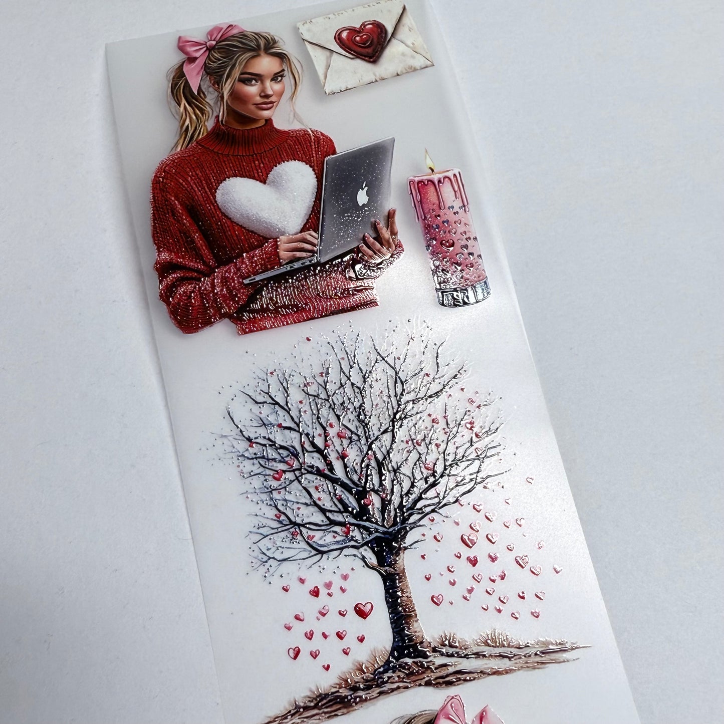 PET 3D raised Valentines planner Valentines day in cottage tape,one roll fashion, junk journal, scrapbooking,bullet journal, card making.