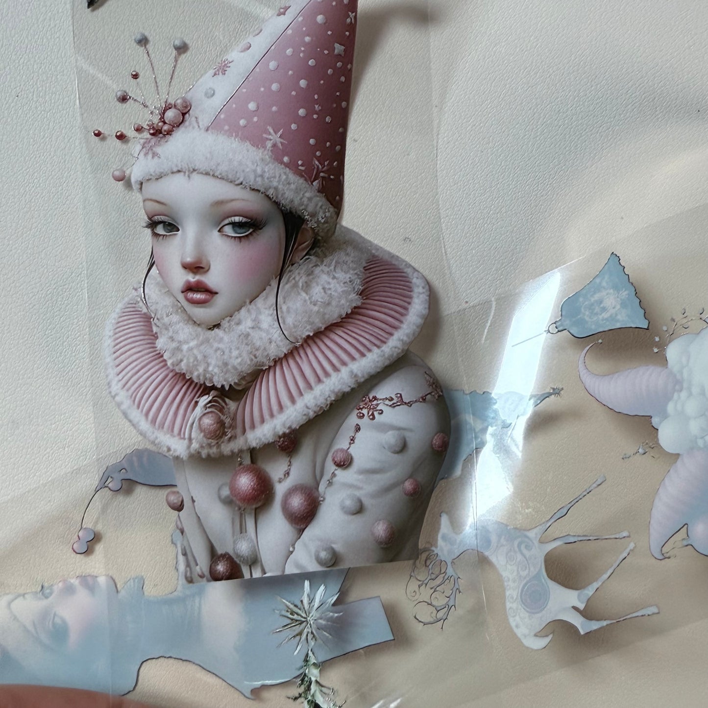 PET 3D raised Winter Girls and Fantasy Christmas tape,one roll fashion, junk journal, scrapbooking,bullet journal, card making.