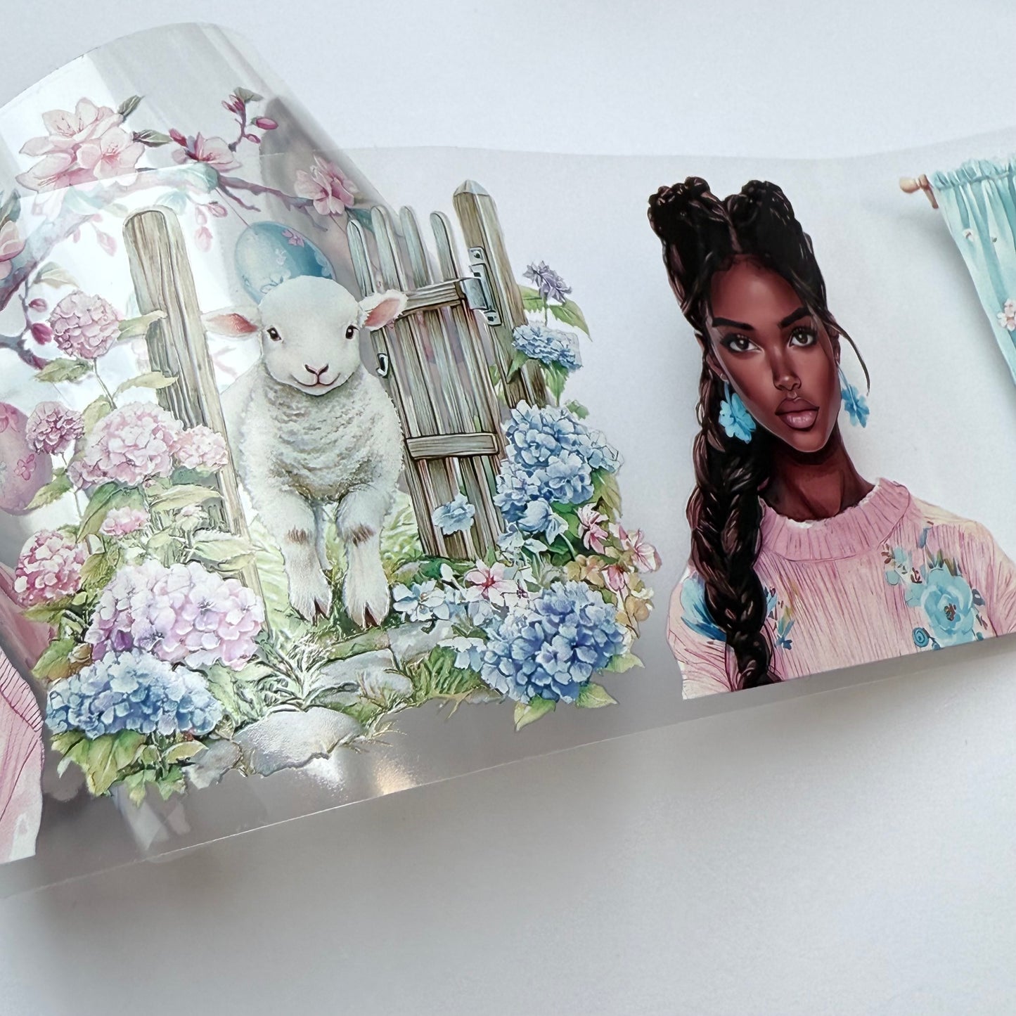 PET 3D raised Happy easter and toil de fleur tape,one roll fashion, junk journal, scrapbooking,bullet journal, card making.