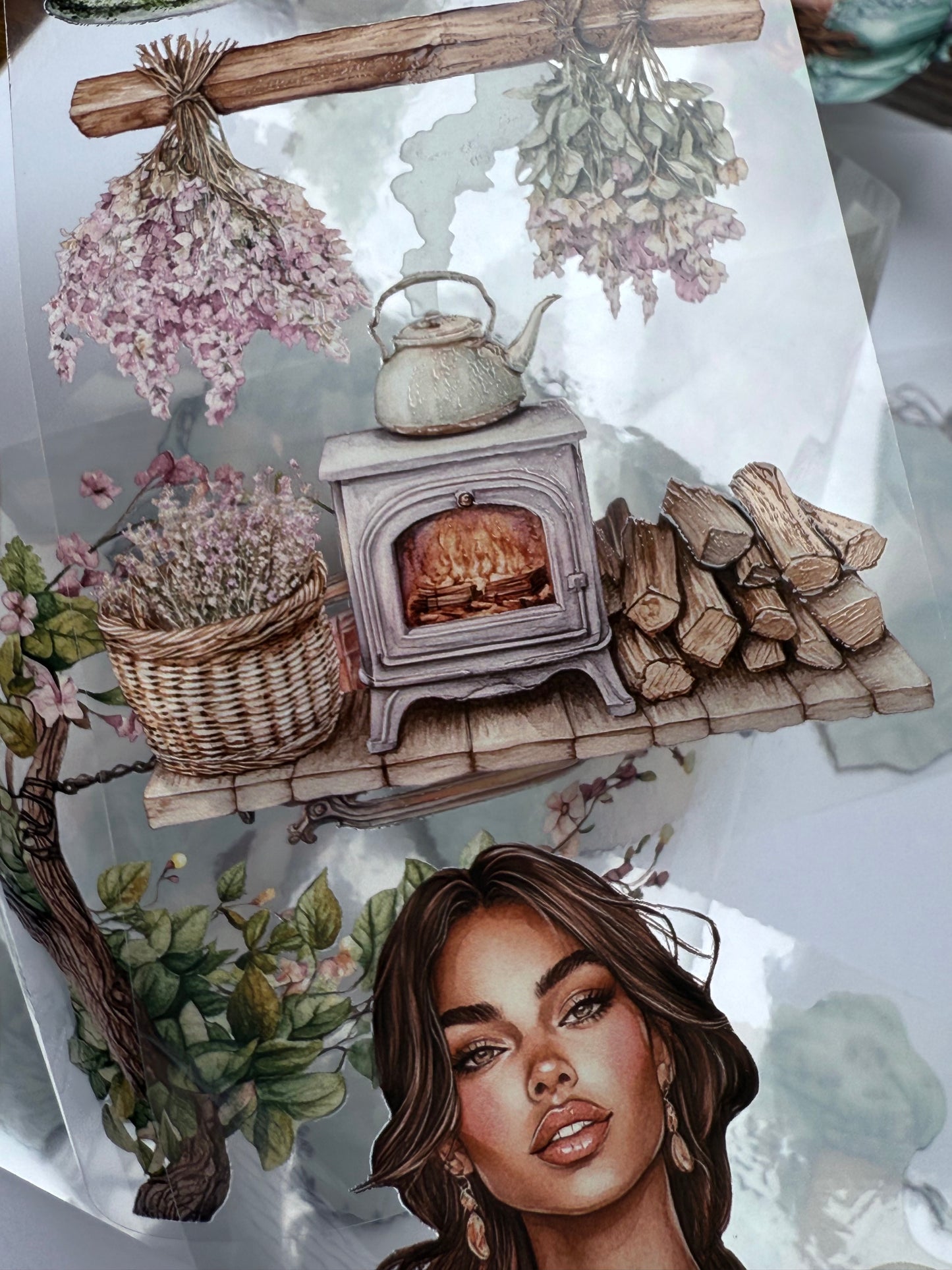 PET 3D raised Gentle spring and Hillside Blooms tape,one roll fashion, junk journal, scrapbooking,bullet journal, card making.