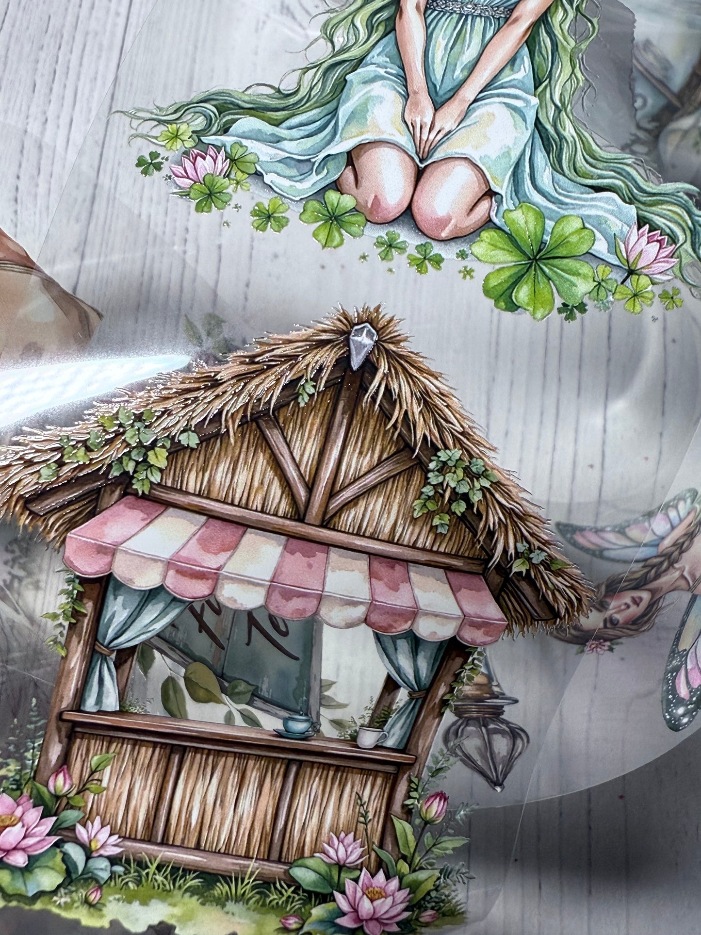 PET 3D raised Moonpetal dreams and Waterlily fairy tape,one roll fashion, junk journal, scrapbooking,bullet journal, card making.