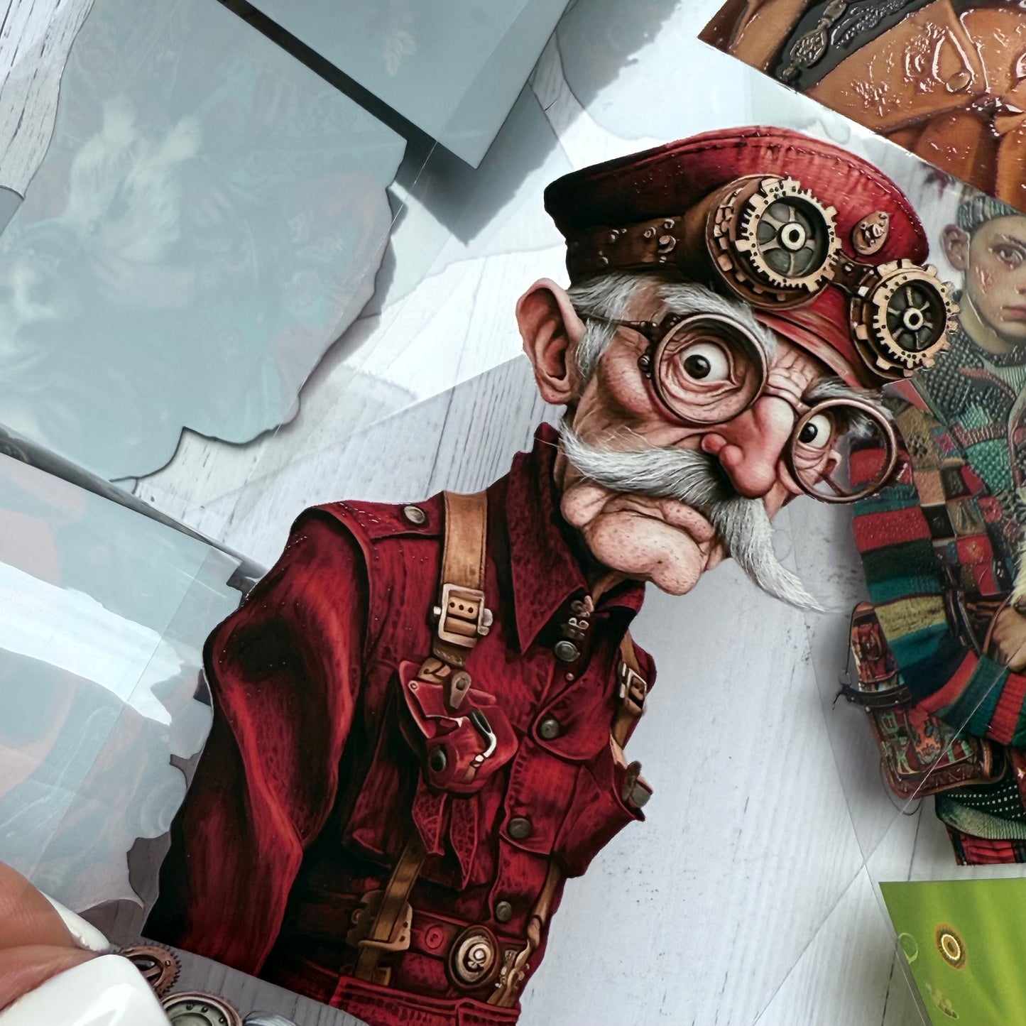 PET 3D raised Steampunk Oldies and Quirky People & Dogs tape,one roll fashion, junk journal, scrapbooking,bullet journal, card making.