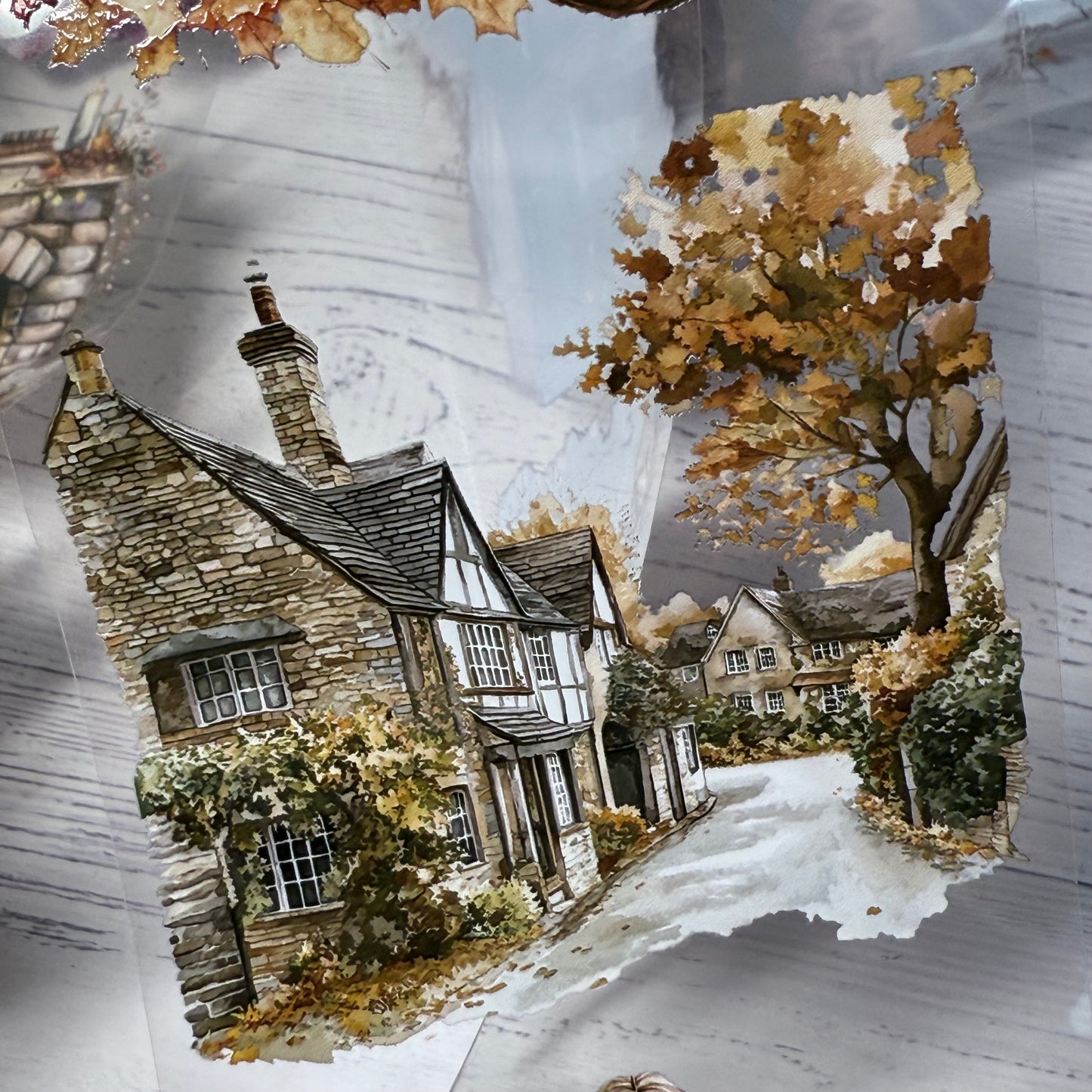 PET 3D raised Cozy Autumn Witch and Greenwell Manor tape,one roll fashion, junk journal, scrapbooking,bullet journal, card making.