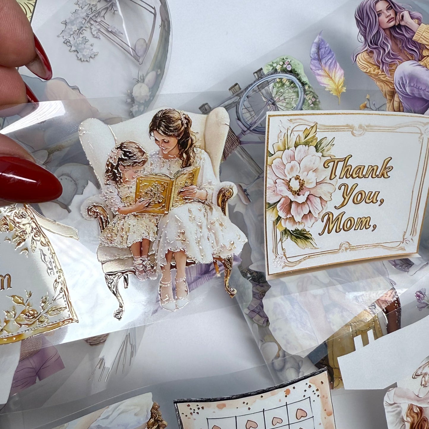 PET 3D raised Mothersday and Easter time tape,one roll fashion, junk journal, scrapbooking,bullet journal, card making.