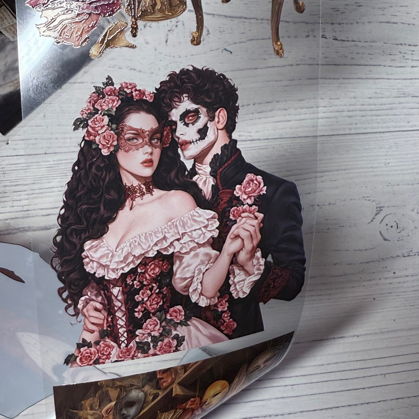 PET 3D raised Haunted dollhouse and opera house tape,one roll fashion, junk journal, scrapbooking,bullet journal, card making.