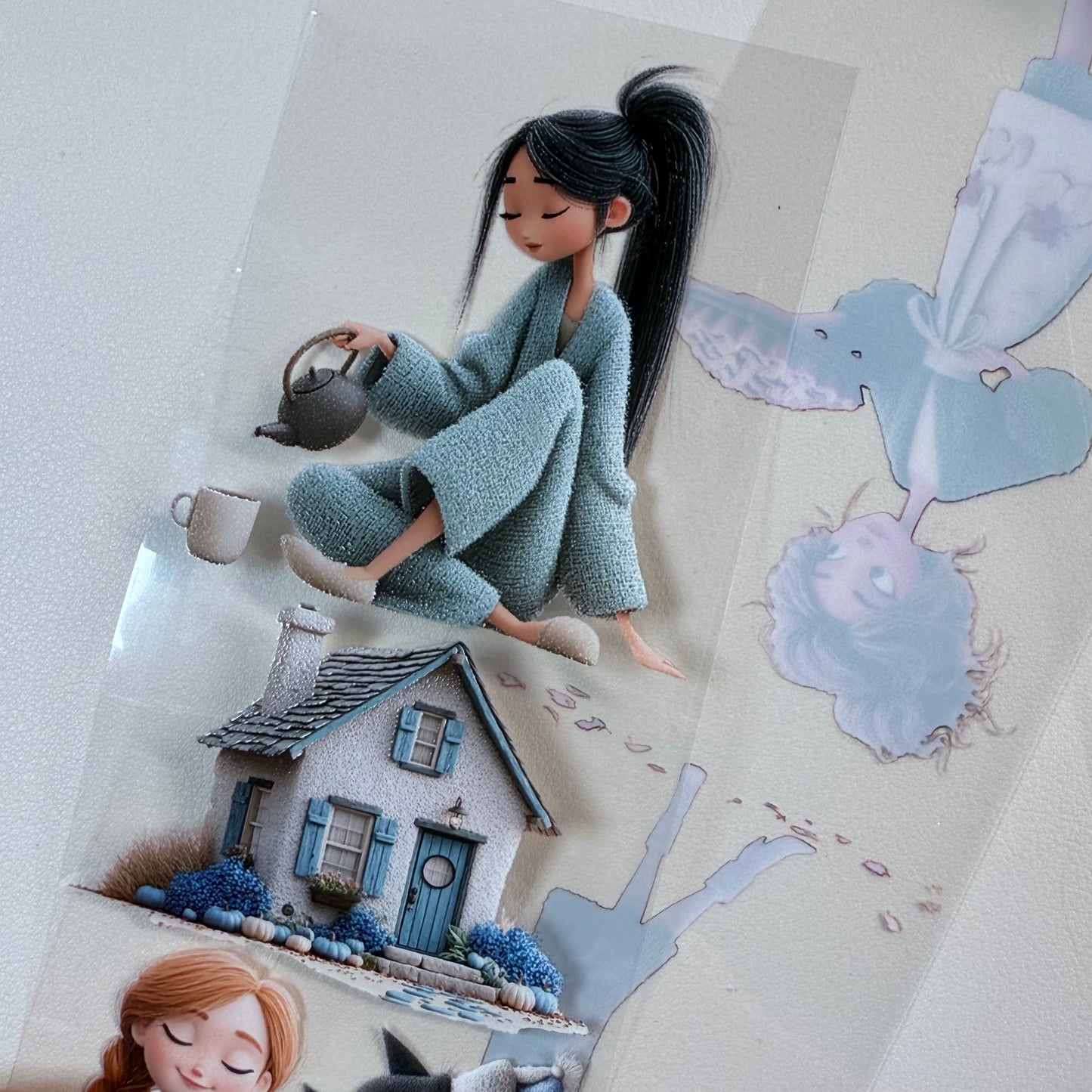PET 3D raised Whimsical Cottage and Autumn Joys tape,one roll fashion, junk journal, scrapbooking,bullet journal, card making.