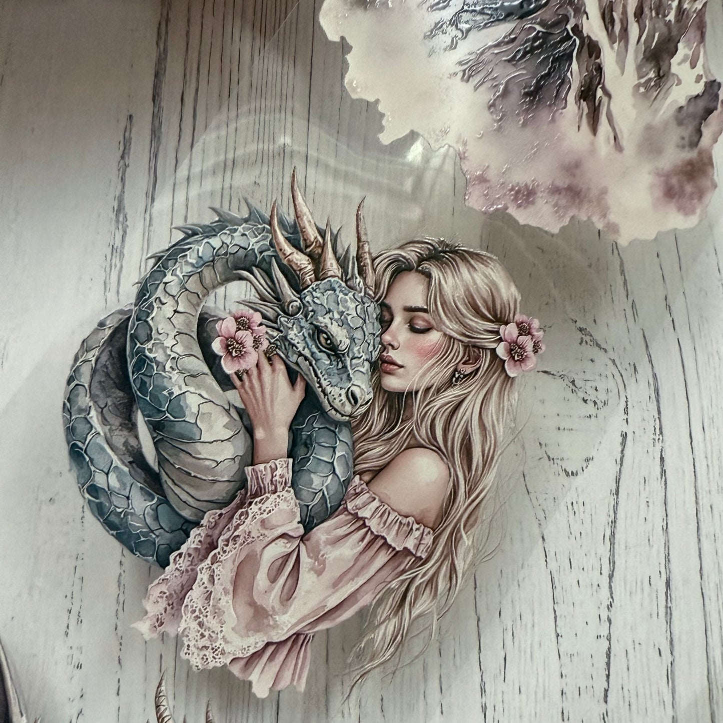 PET 3D raised Pink Dragon Witch and Forest Secrets tape,one roll fashion, junk journal, scrapbooking,bullet journal, card making.