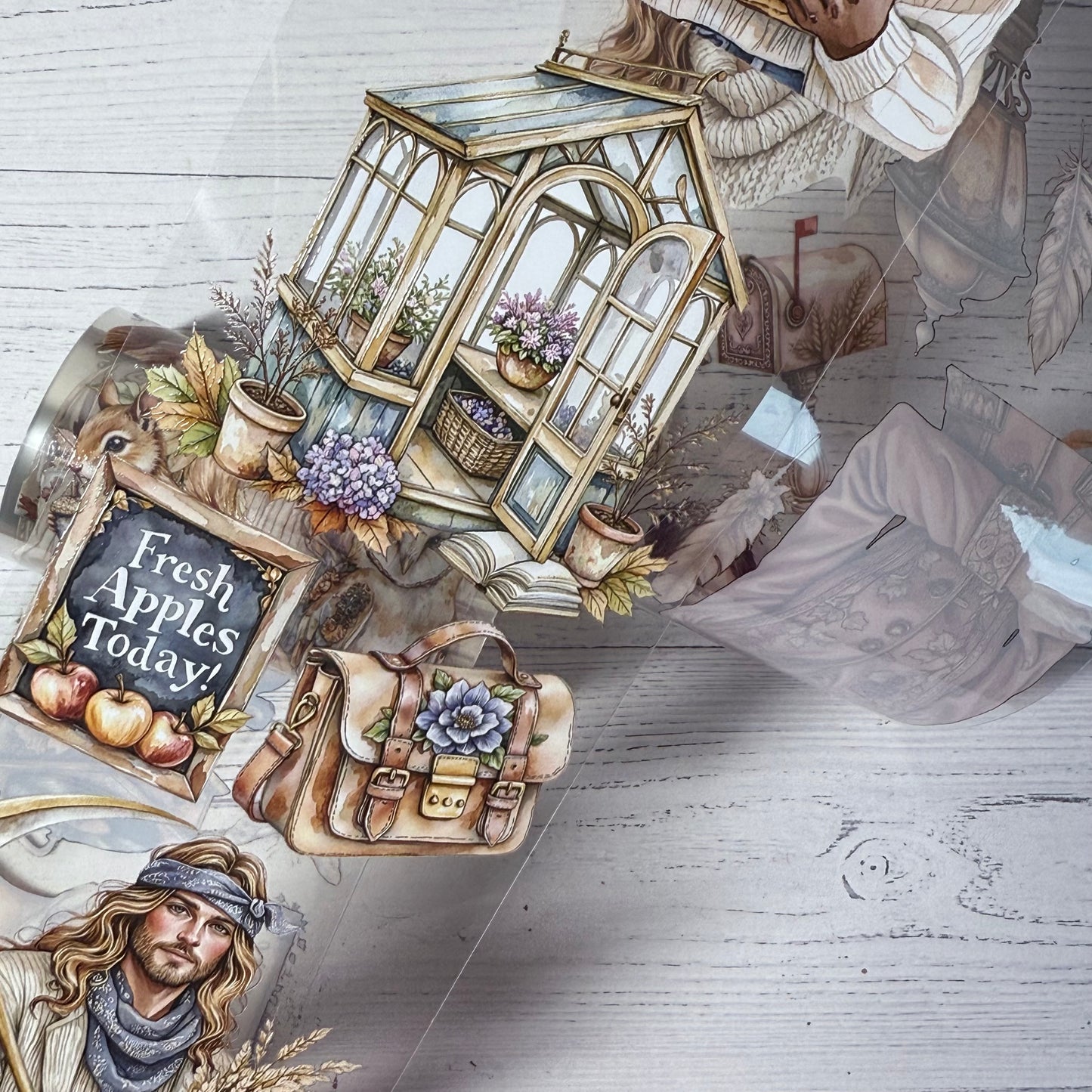 PET 3D raised Russet veil and Harvest moon tape,one roll fashion, junk journal, scrapbooking,bullet journal, card making.