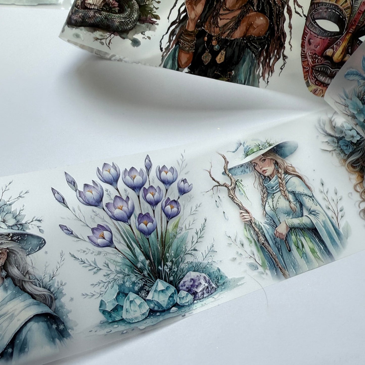 PET 3D raised tape Imbolc and Voodoo tape,one roll fashion, junk journal, scrapbooking,bullet journal, card making.