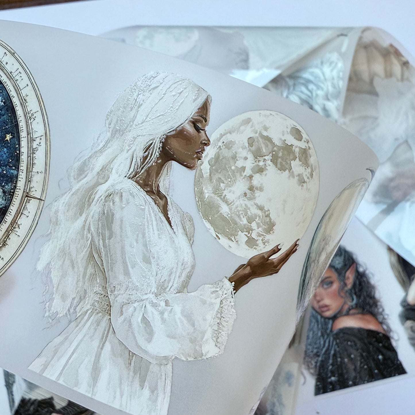 PET 3D raised Lunar Whisper and Night fae tape,one roll fashion, junk journal, scrapbooking,bullet journal, card making.