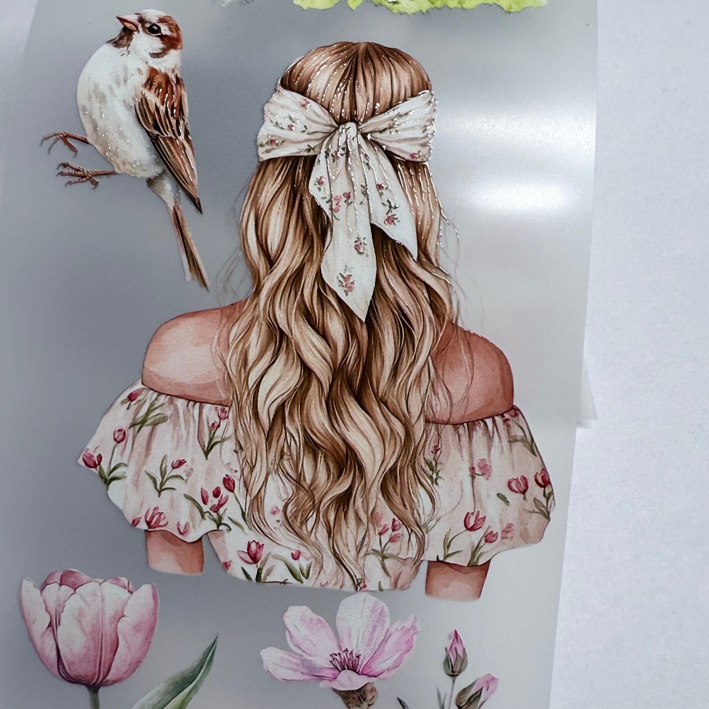 PET 3D raised spring picnic in cottage tape,one roll fashion, junk journal, scrapbooking,bullet journal, card making.