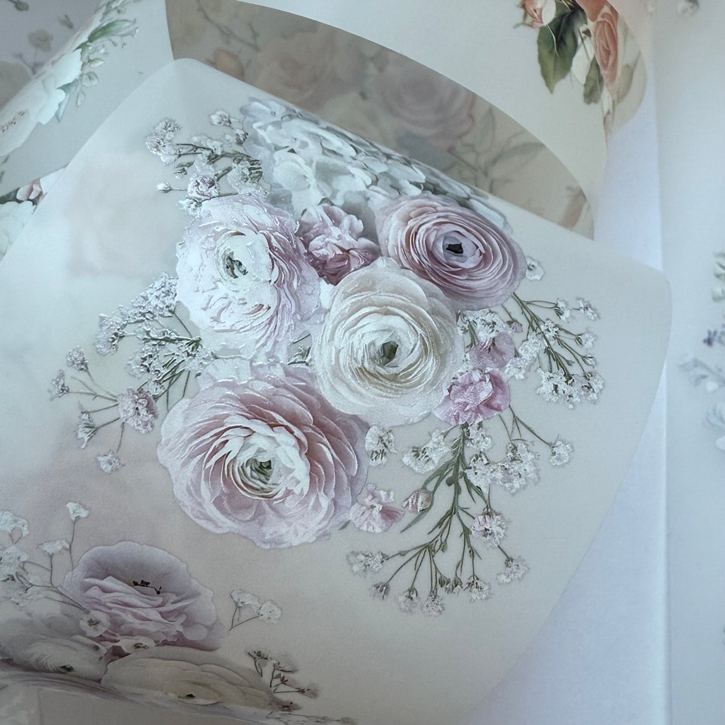 PET 3D raised tape Flower spring tape,one roll fashion, junk journal, scrapbooking,bullet journal, card making.