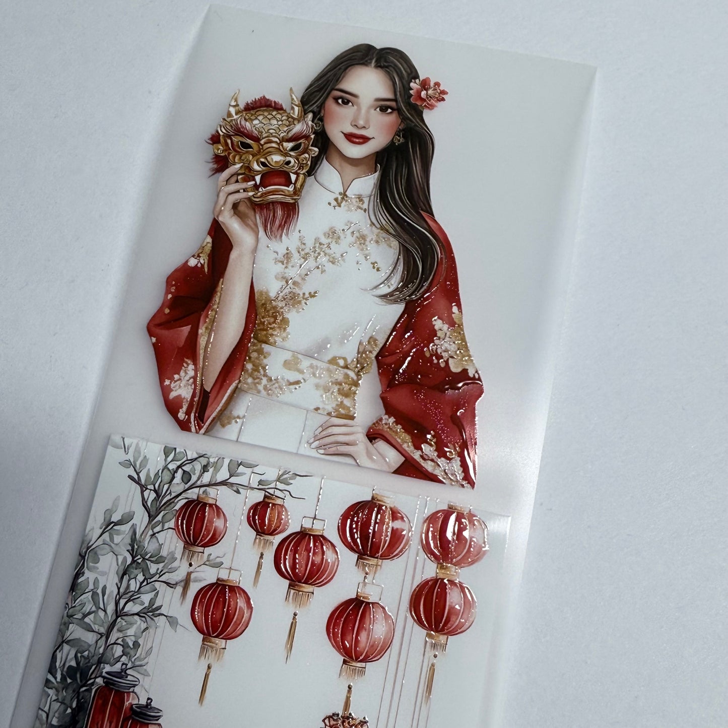 PET 3D raised Lunar New Year and sweetheart blooming love tape,one roll fashion, junk journal, scrapbooking,bullet journal, card making.