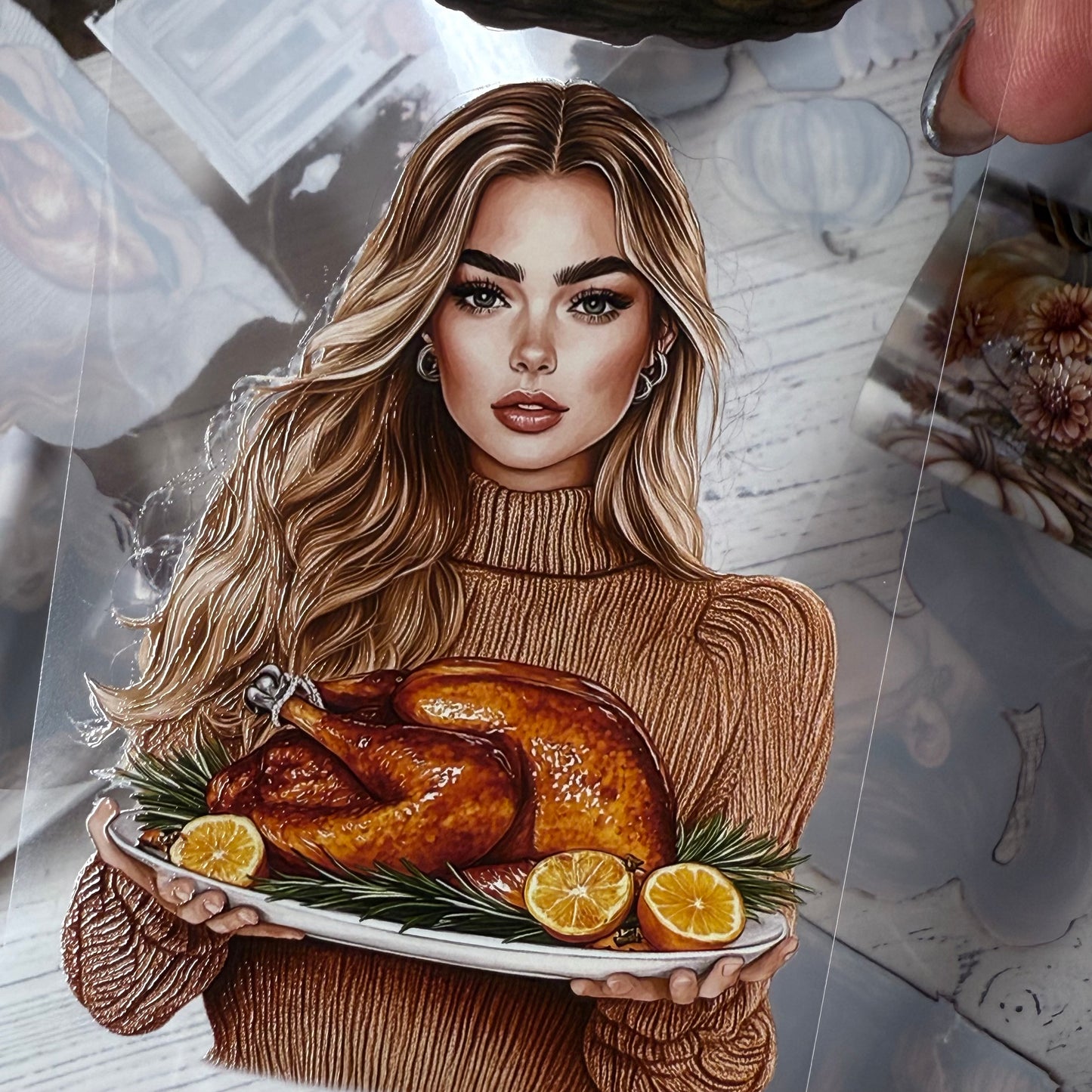 PET 3D raised Autumn Days and Happy Thanksgiving tape,one roll fashion, junk journal, scrapbooking,bullet journal, card making.