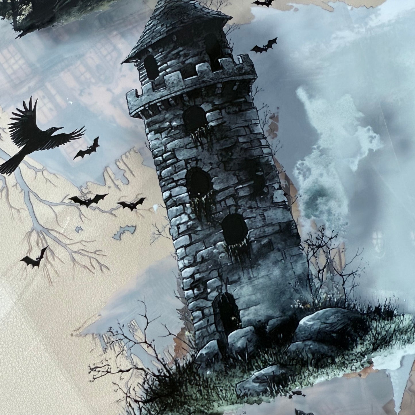 PET 3D raised Halloween Landscape tape,one roll fashion, junk journal, scrapbooking,bullet journal, card making.