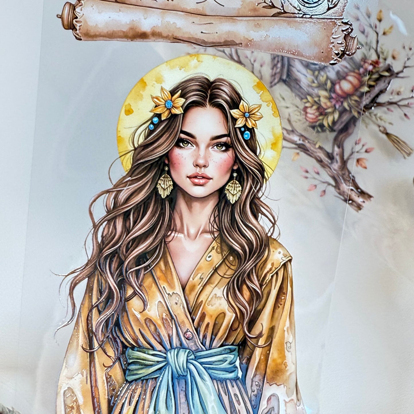PET 3D raised Golden Mists and Cinnamon Fall Wind tape,one roll fashion, junk journal, scrapbooking,bullet journal, card making.
