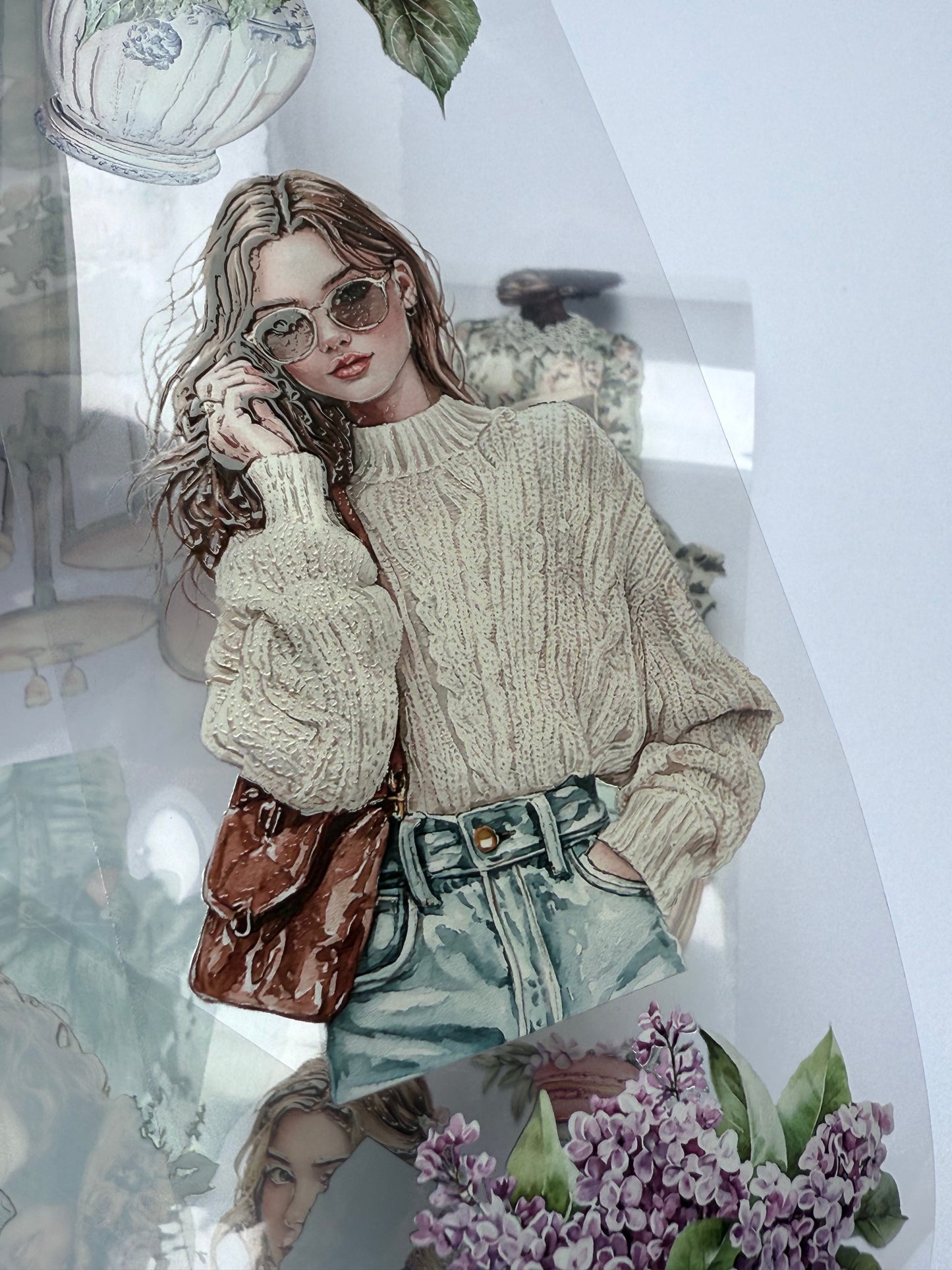PET 3D raised Vintage Paris dreams and Rainy spring tape,one roll fashion, junk journal, scrapbooking,bullet journal, card making.