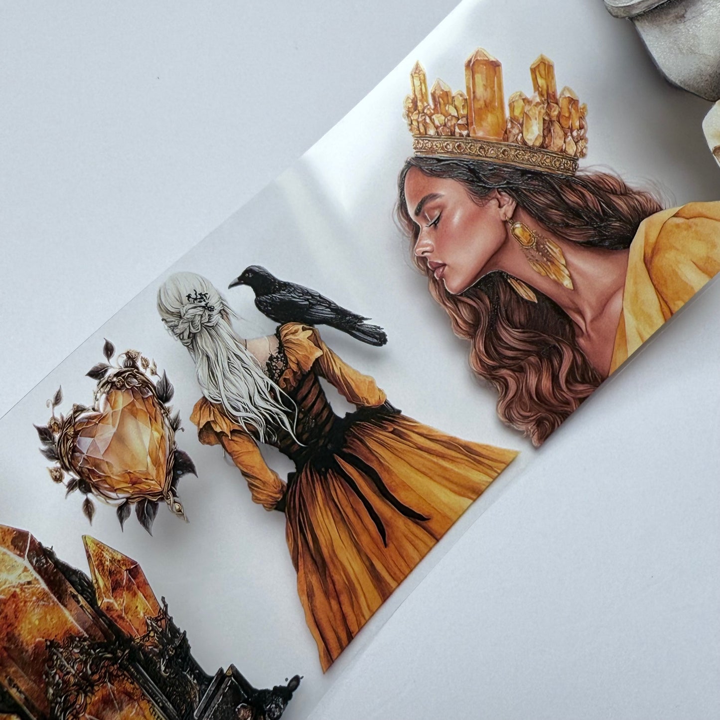 PET 3D raised Literary Escape and Citrine Witch tape,one roll fashion, junk journal, scrapbooking,bullet journal, card making.