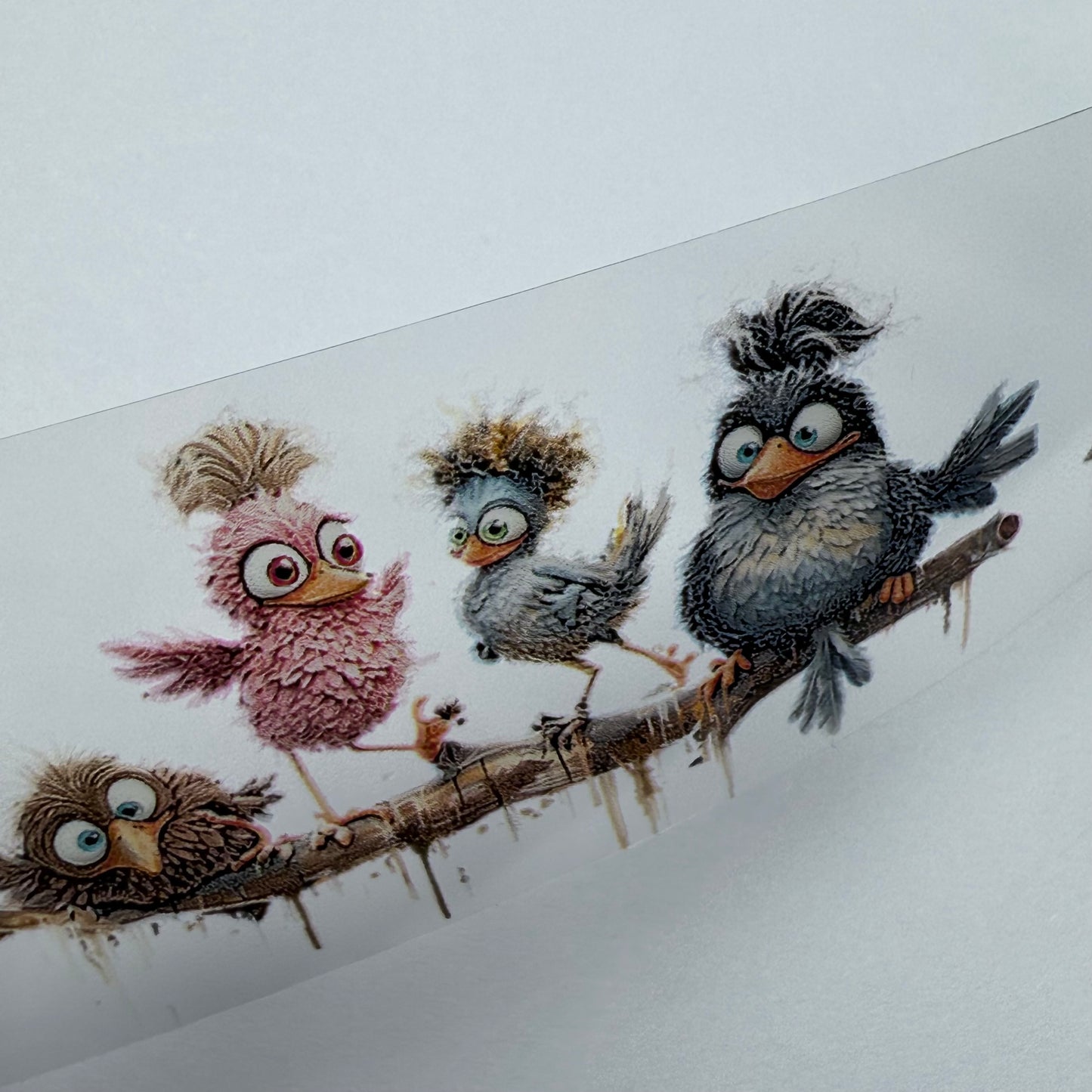 PET 3D raised Birds and cats tape,one roll fashion, junk journal, scrapbooking,bullet journal, card making.