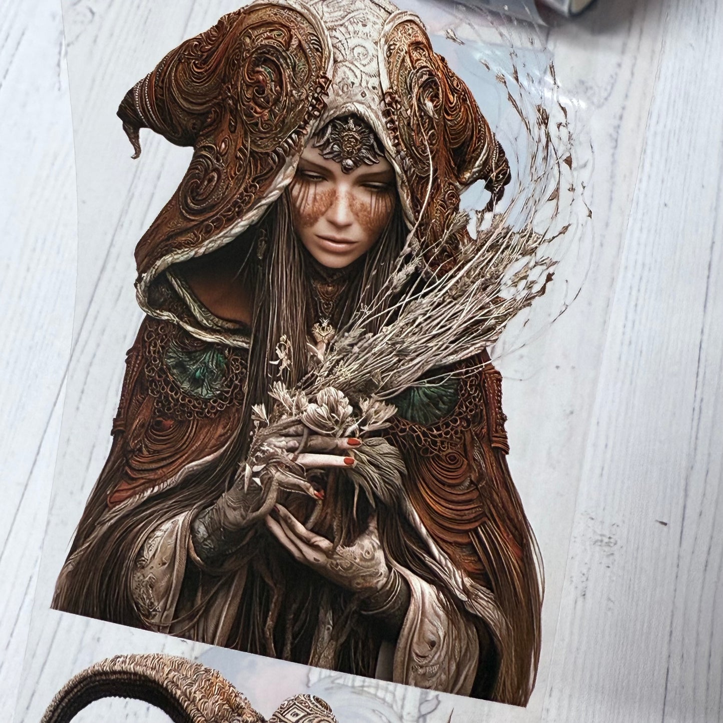 PET 3D raised Autumn Girl and Shaman2 tape,one roll fashion, junk journal, scrapbooking,bullet journal, card making.