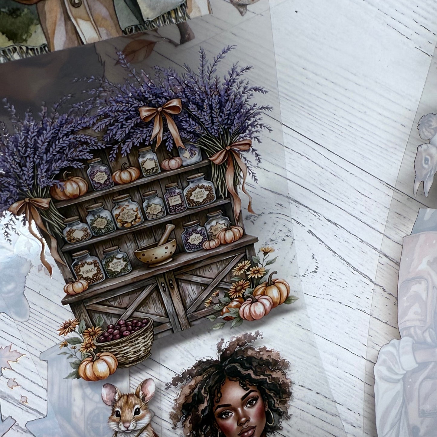 PET 3D raised Amberglow autumn and Harvest grove apothecary tape,one roll fashion, junk journal, scrapbooking,bullet journal, card making.