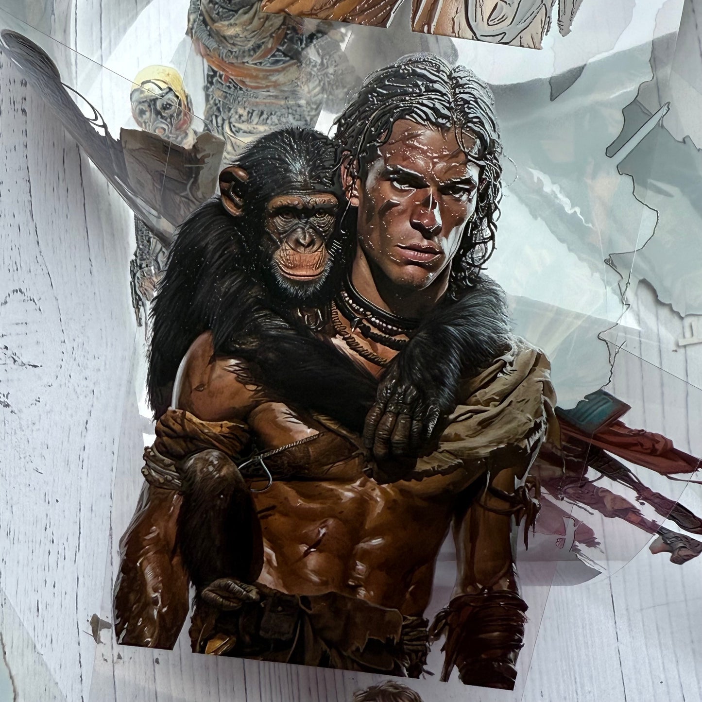 PET 3D raised Post Apocalyptic and Tarzan tape,one roll fashion, junk journal, scrapbooking,bullet journal, card making.