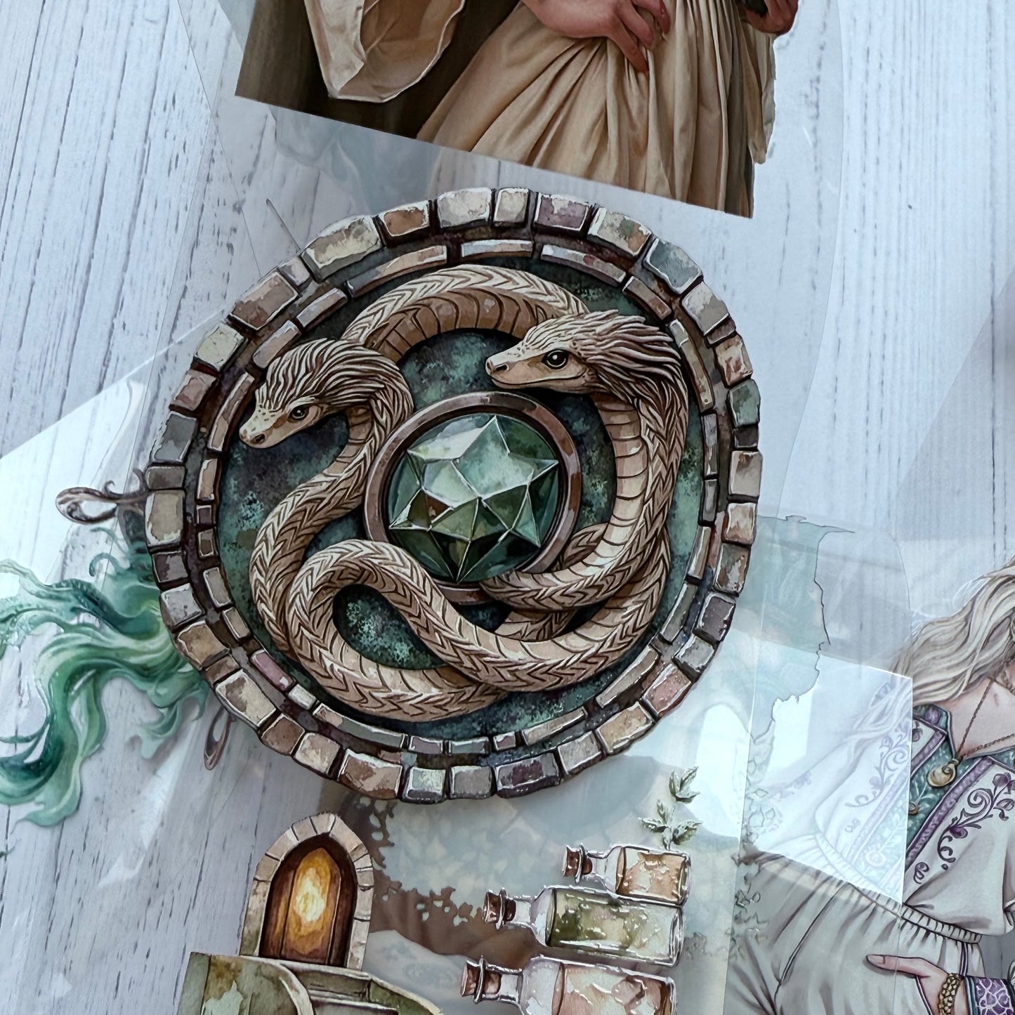 PET 3D raised Bohemian Endevoirs and Alchemy Elixirs tape,one roll fashion, junk journal, scrapbooking,bullet journal, card making.