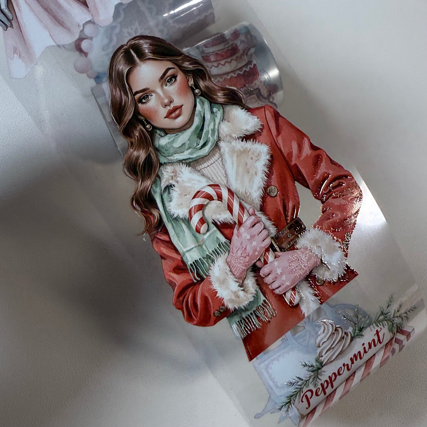 PET 3D raised Candy Cane Lane2 and Holiday Dreams tape,one roll fashion, junk journal, scrapbooking,bullet journal, card making.