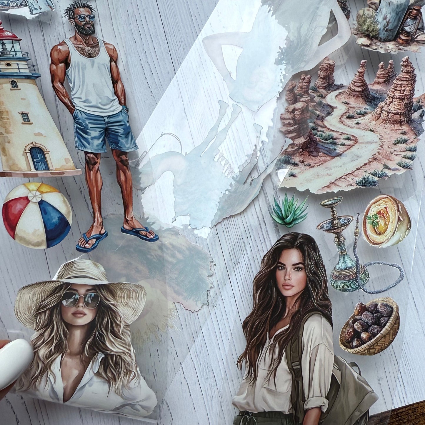PET 3D raised Summery and Summer Desert tape,one roll fashion, junk journal, scrapbooking,bullet journal, card making.