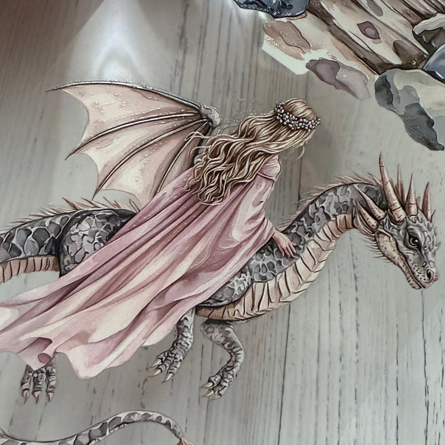 PET 3D raised Pink Dragon Witch and Forest Secrets tape,one roll fashion, junk journal, scrapbooking,bullet journal, card making.