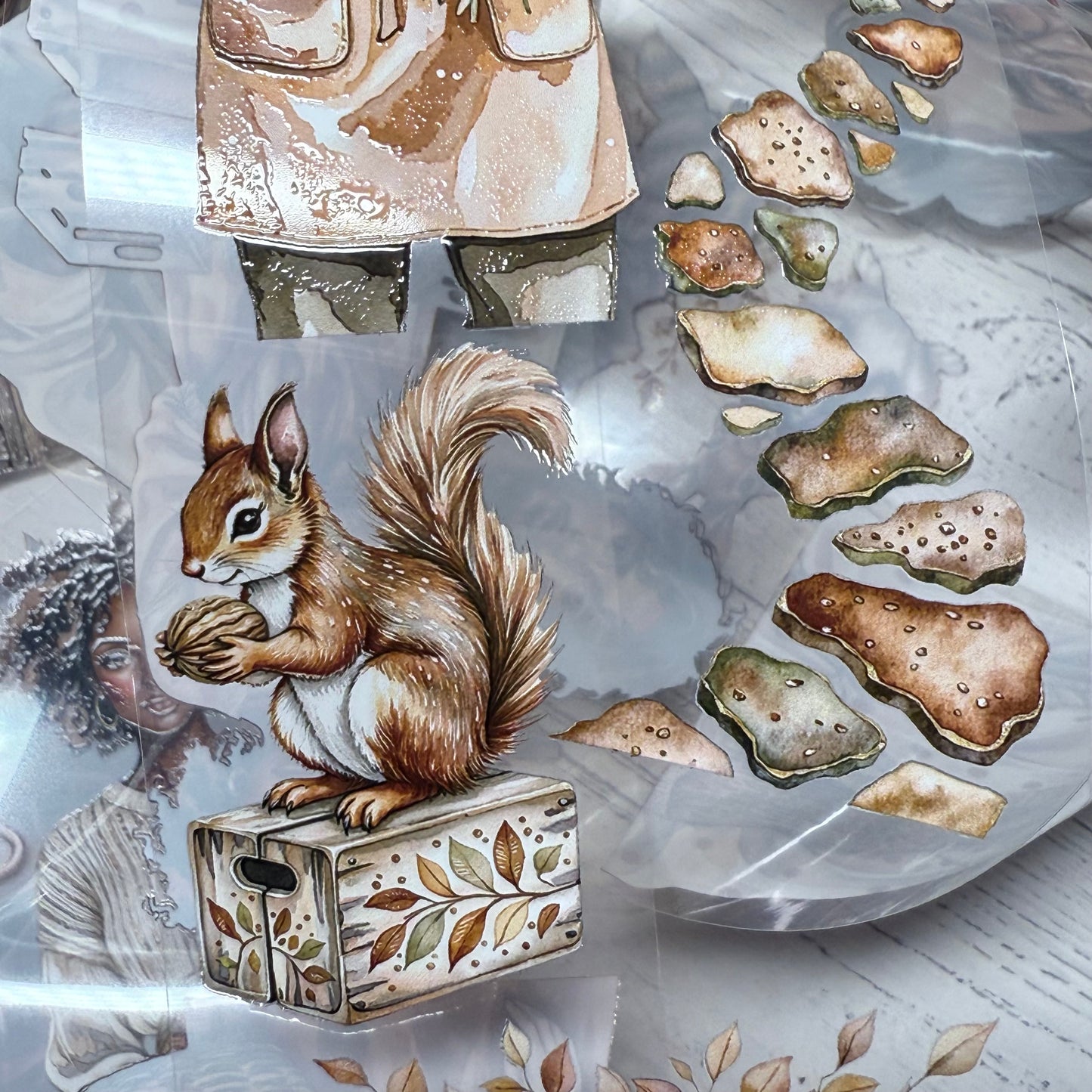 PET 3D raised Amberglow autumn and Harvest grove apothecary tape,one roll fashion, junk journal, scrapbooking,bullet journal, card making.