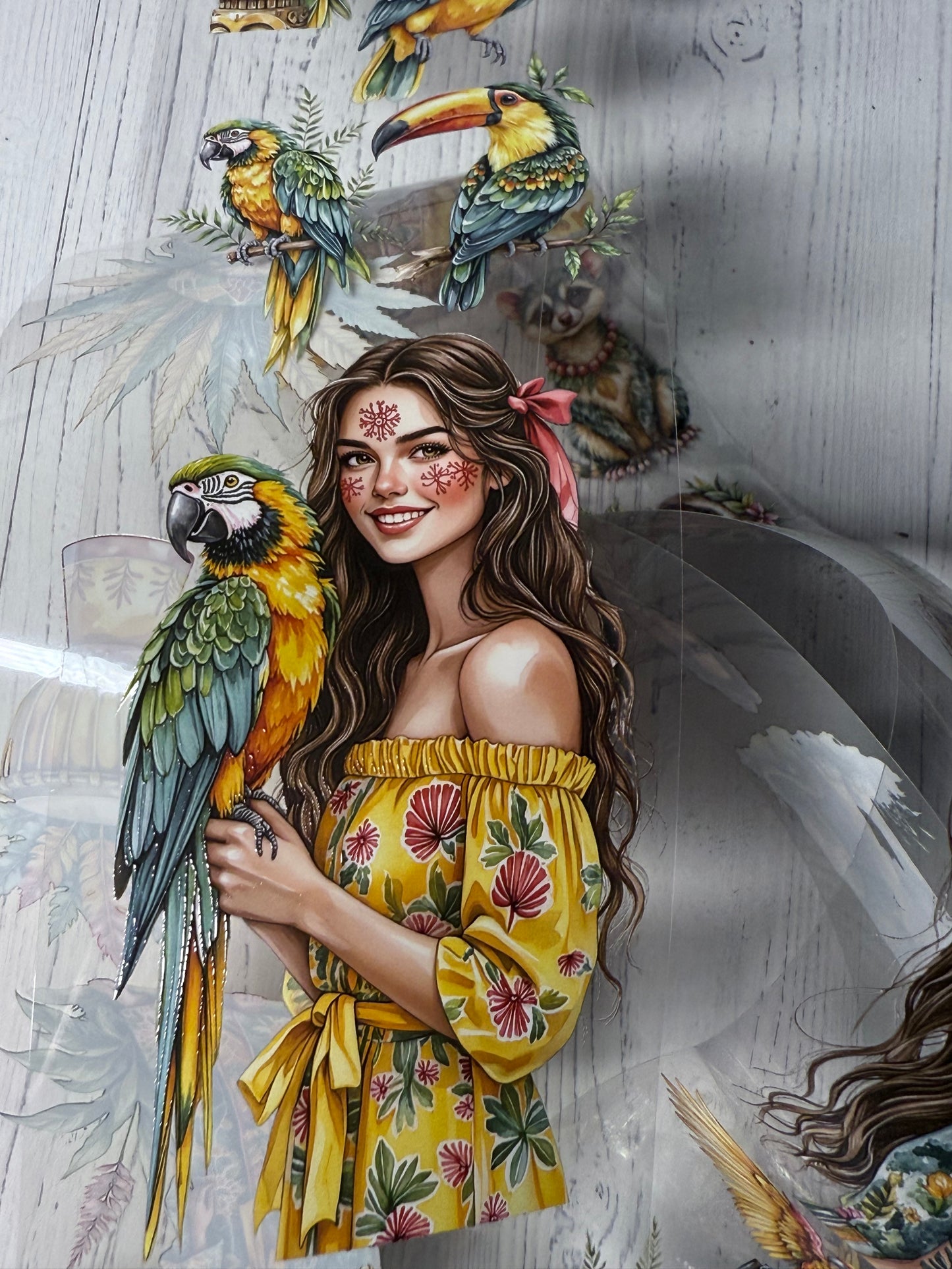 PET 3D raised Sun kissed savannah and Jungle wild island tape,one roll fashion, junk journal, scrapbooking,bullet journal, card making.