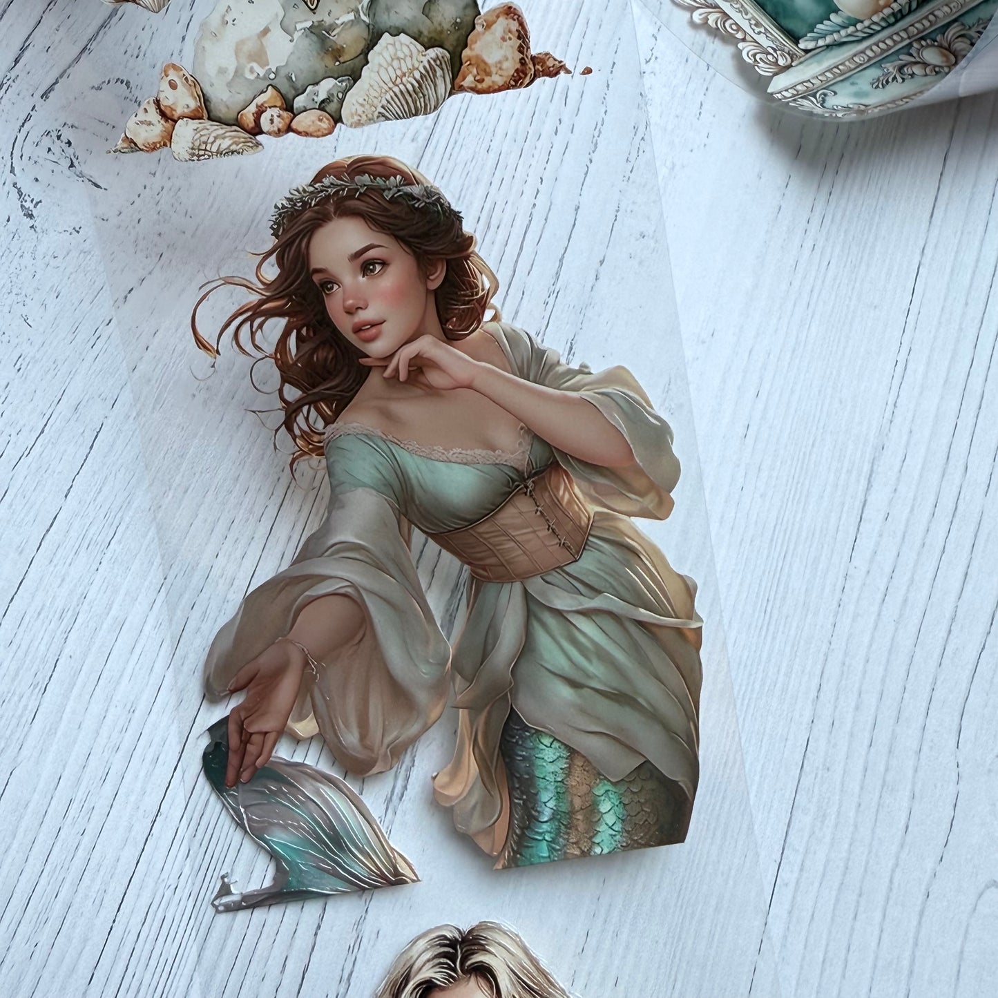 PET 3D raised Seaside Sun and Siren tape,one roll fashion, junk journal, scrapbooking,bullet journal, card making.