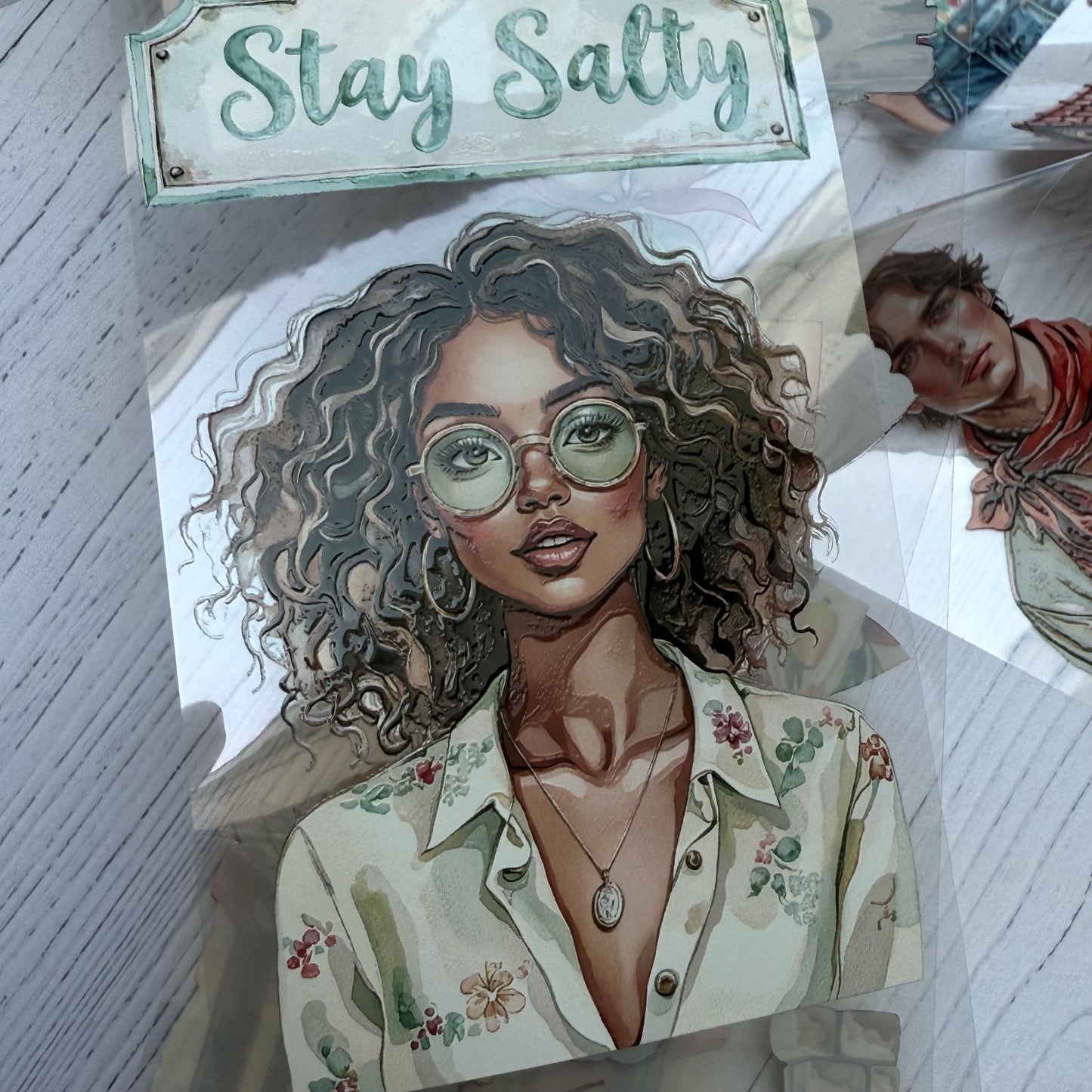 PET 3D raised White Beach and Sunny Sicily tape,one roll fashion, junk journal, scrapbooking,bullet journal, card making.