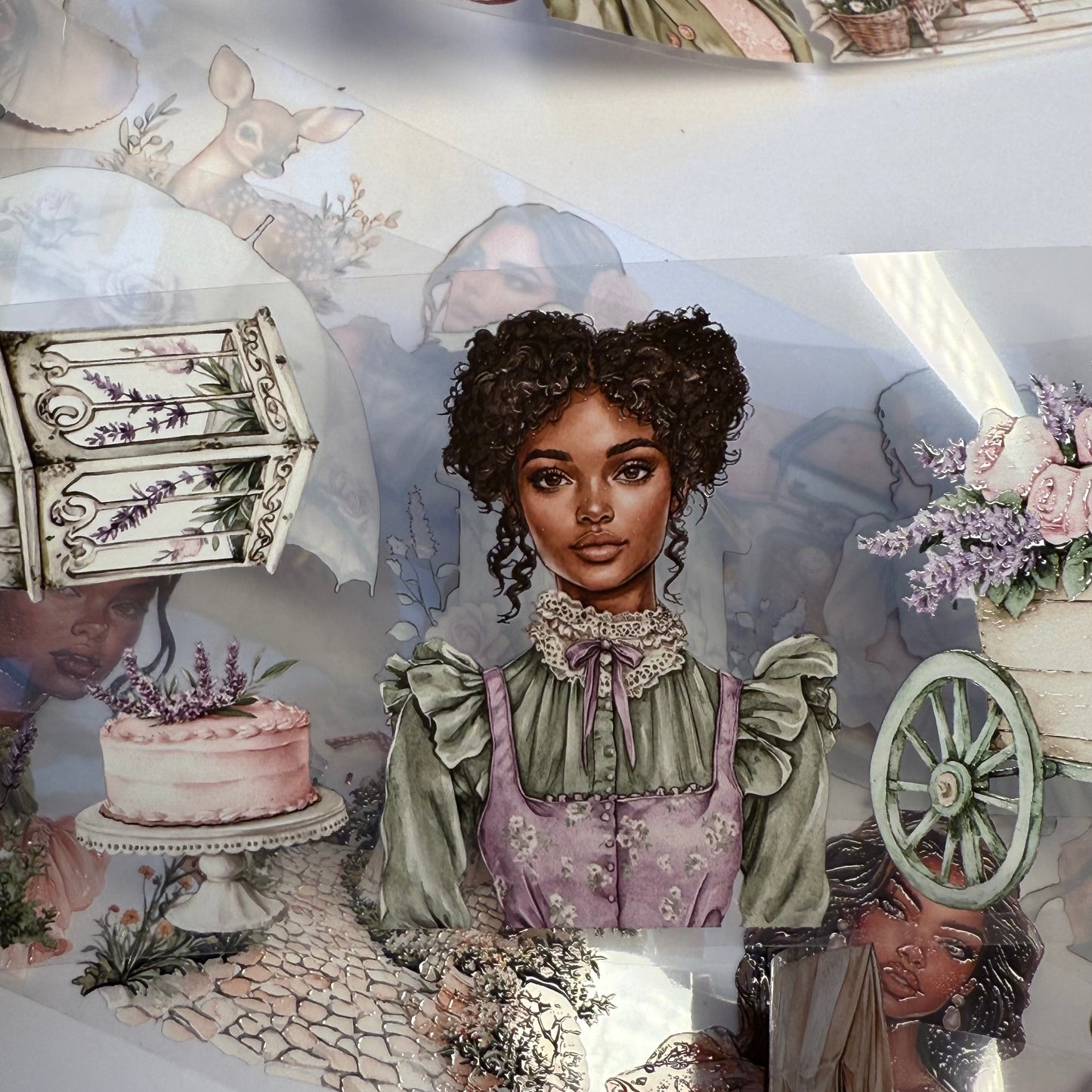 PET 3D raised Antique spring and Easter tape,one roll fashion, junk journal, scrapbooking,bullet journal, card making.