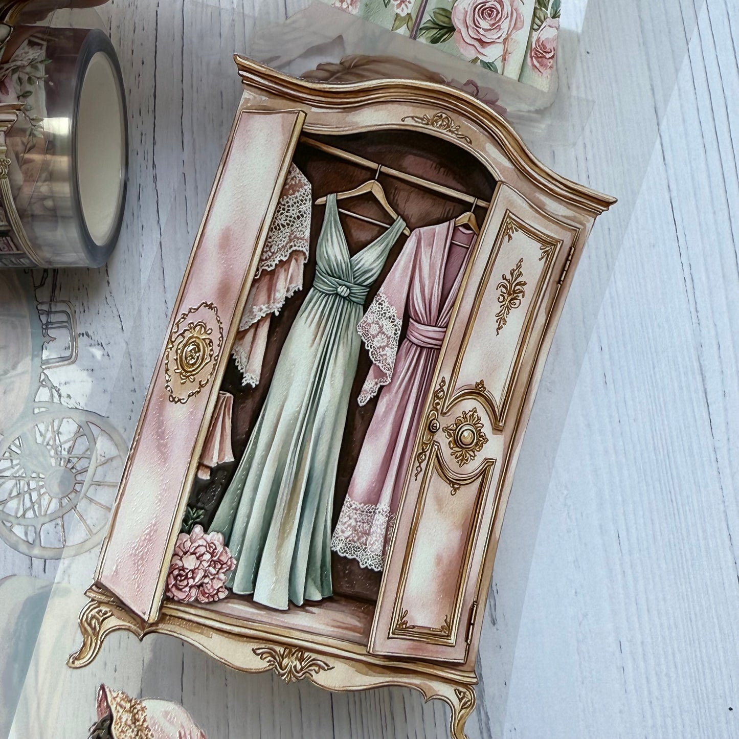 PET 3D raised Vintage romance and Bohemian World tape,one roll fashion, junk journal, scrapbooking,bullet journal, card making.