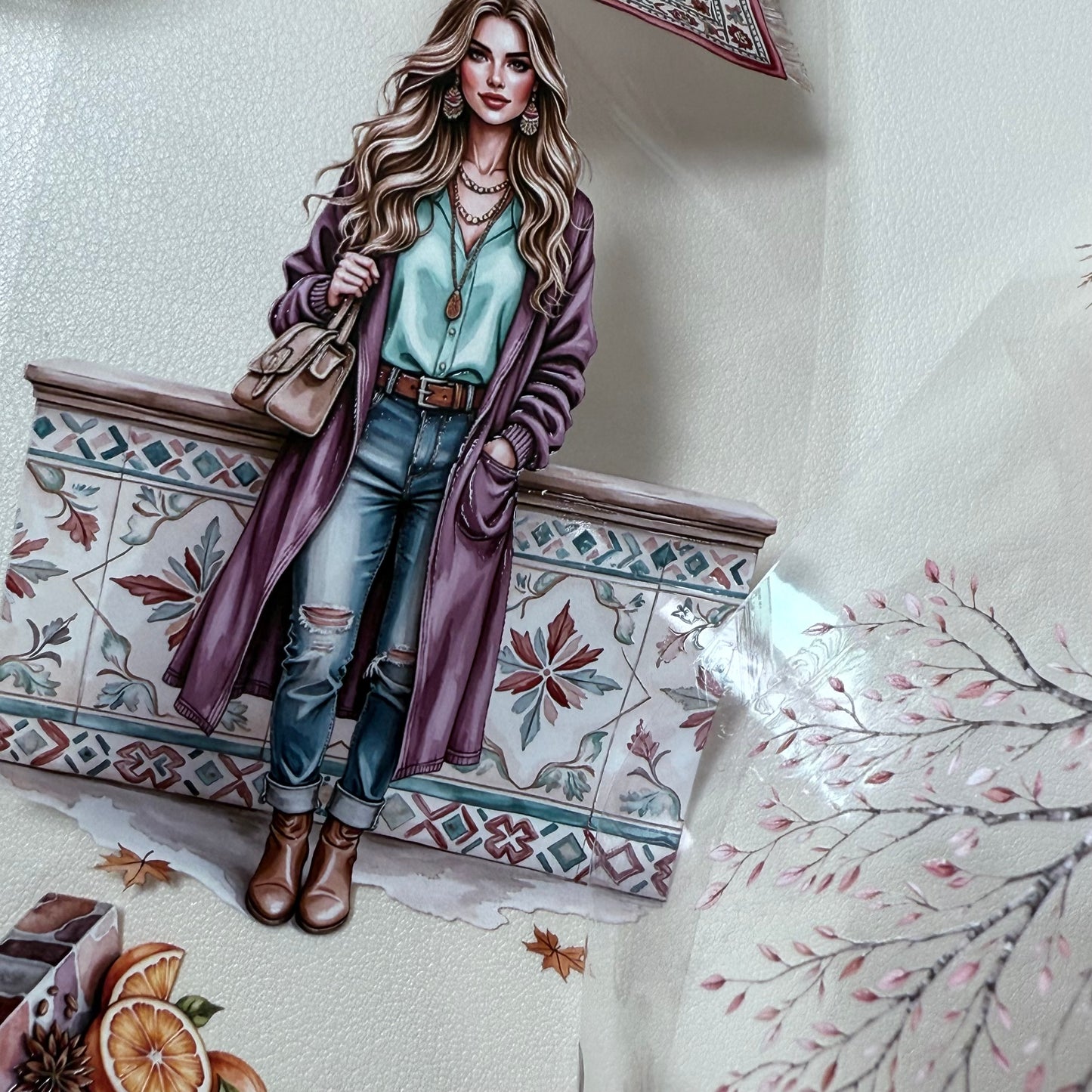 PET 3D raised Autumn oriental spices and Autumn in palerose tape,one roll fashion, junk journal, scrapbooking,bullet journal, card making.